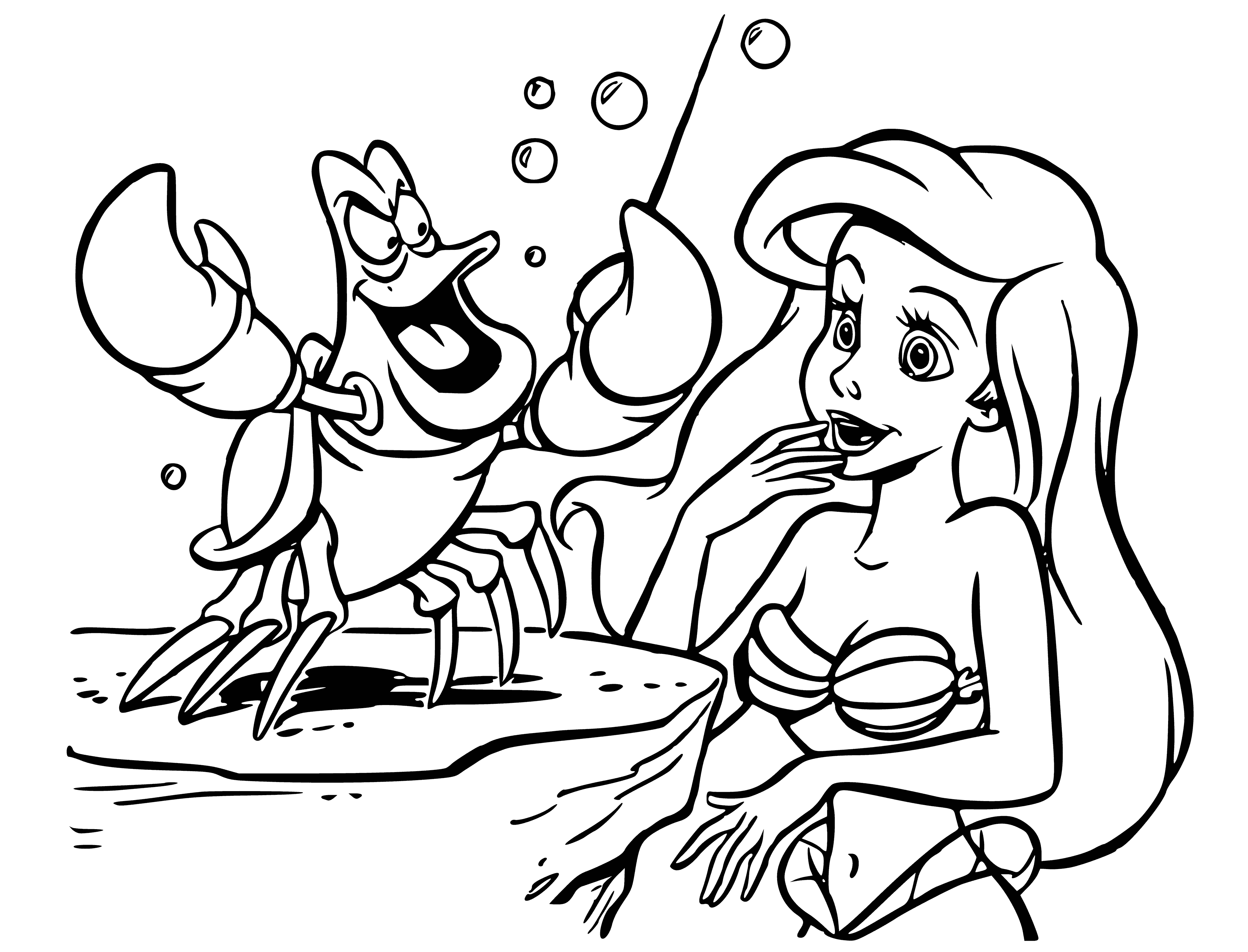 Sebastian and the Little Mermaid coloring page