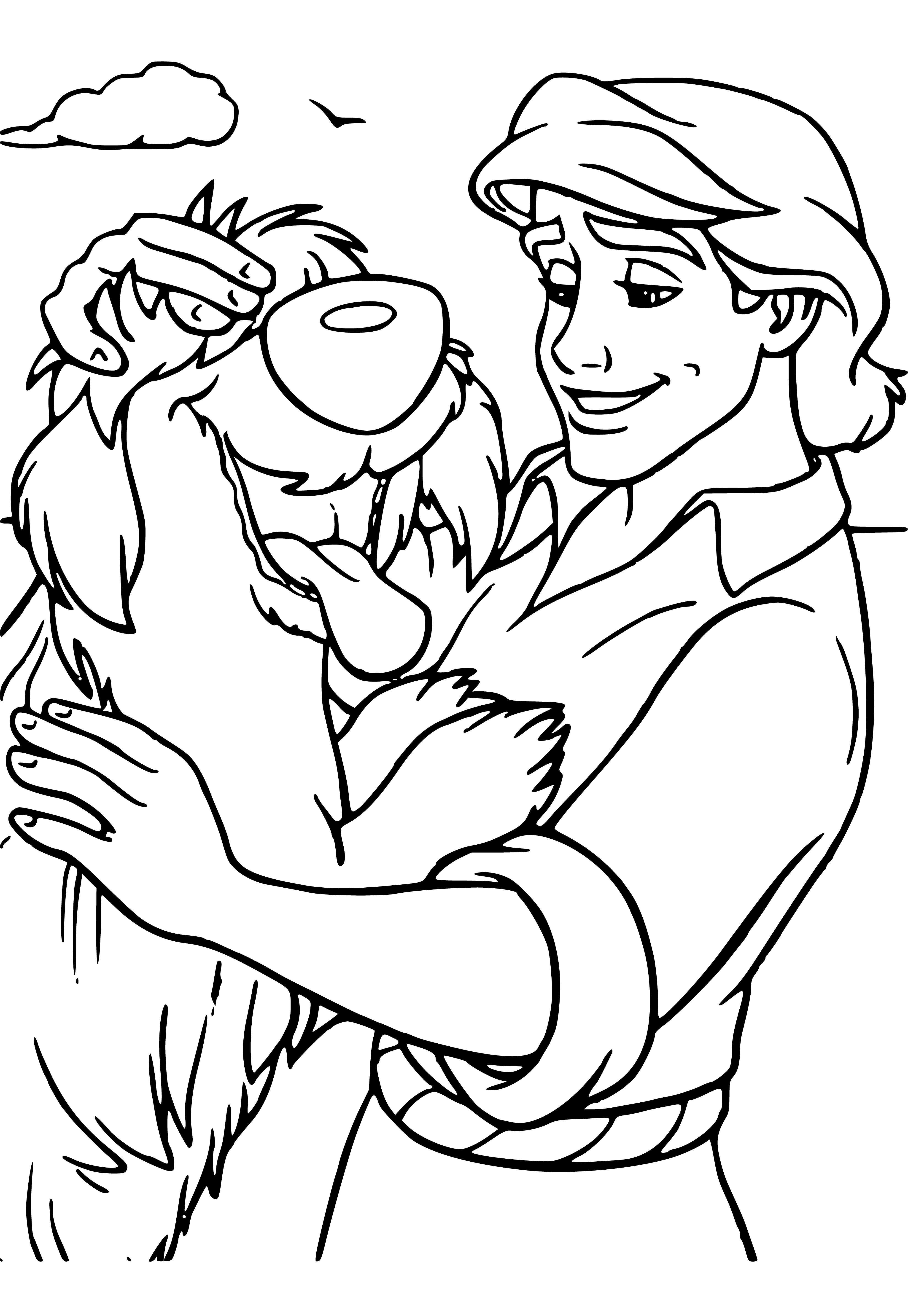 Prince and dog coloring page