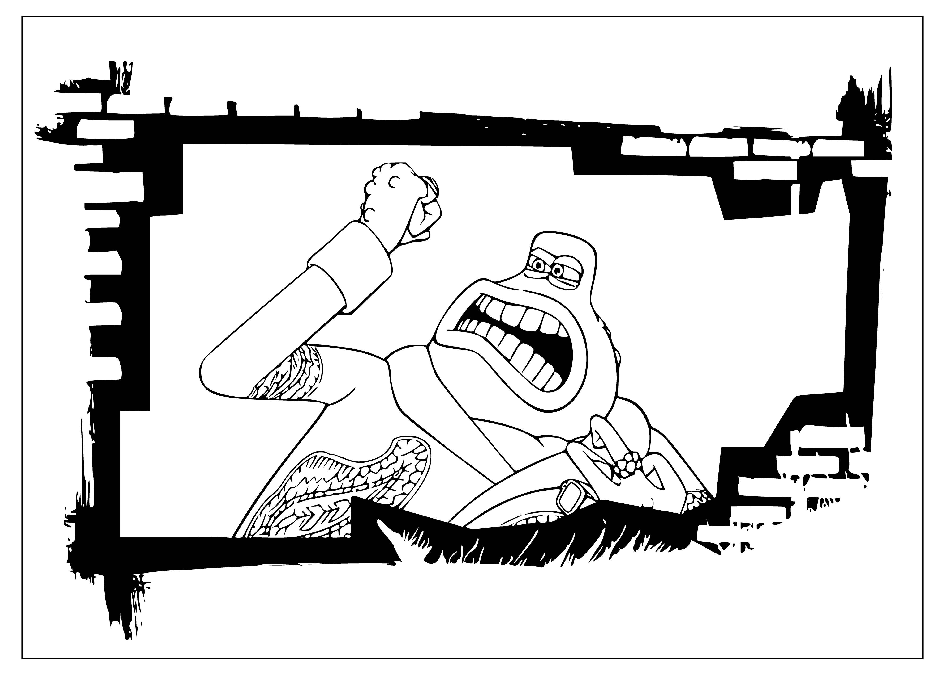 coloring page: Angry Toad looks ready to fight, with sharp teeth, bulging eyes and a mean look on his face! #flushedaway