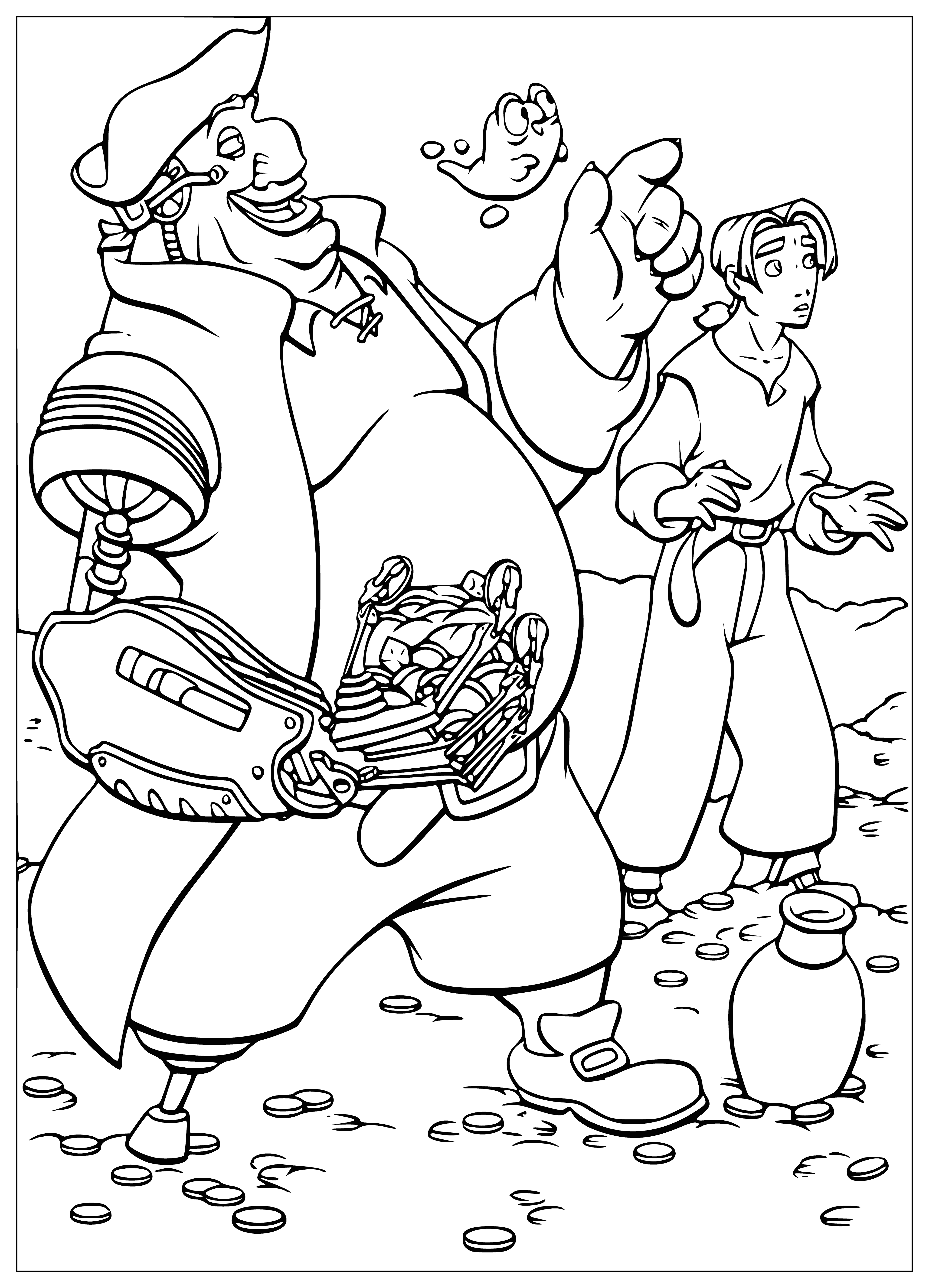 Gold and treasure coloring page