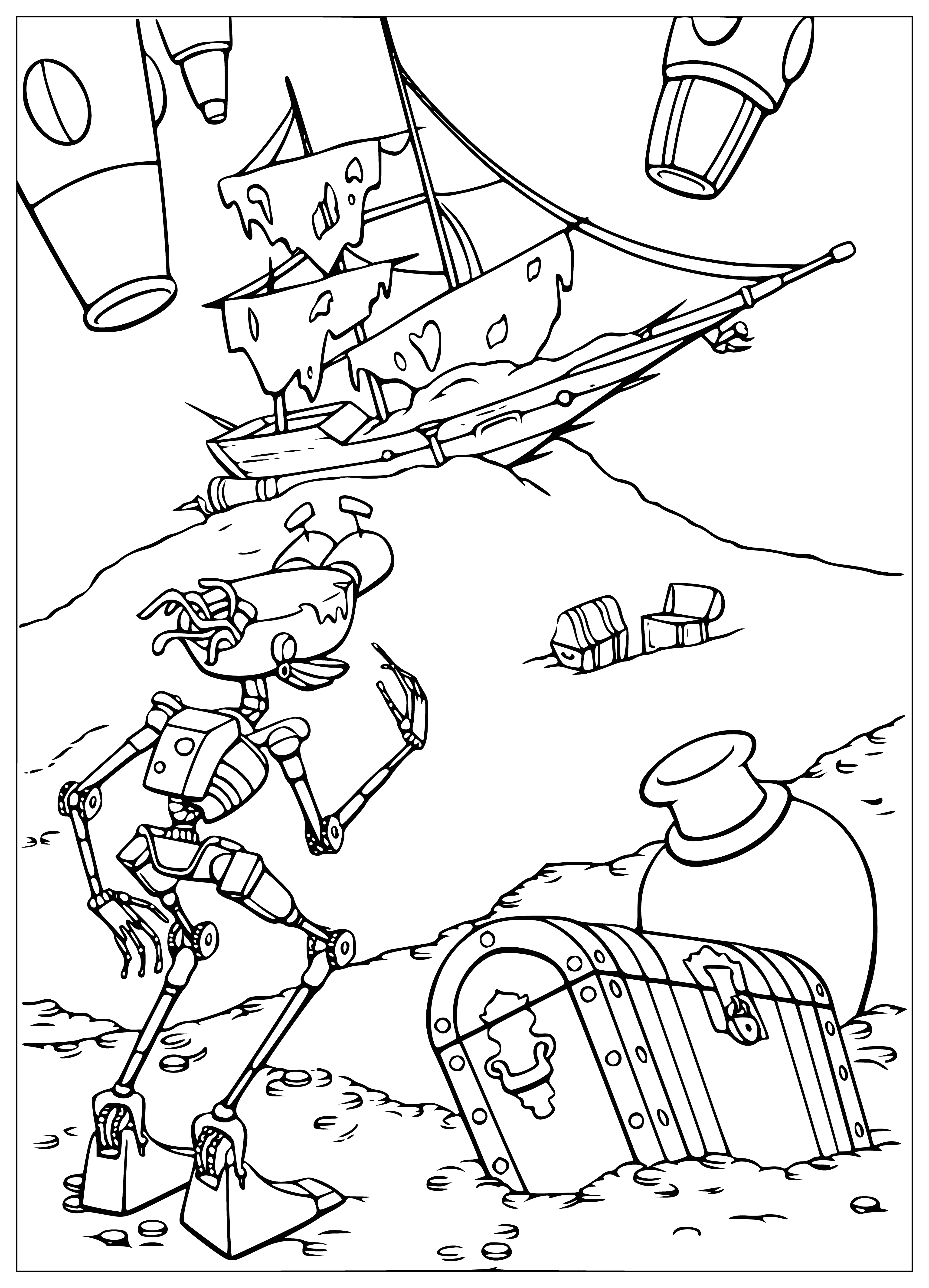 Flint's ship coloring page