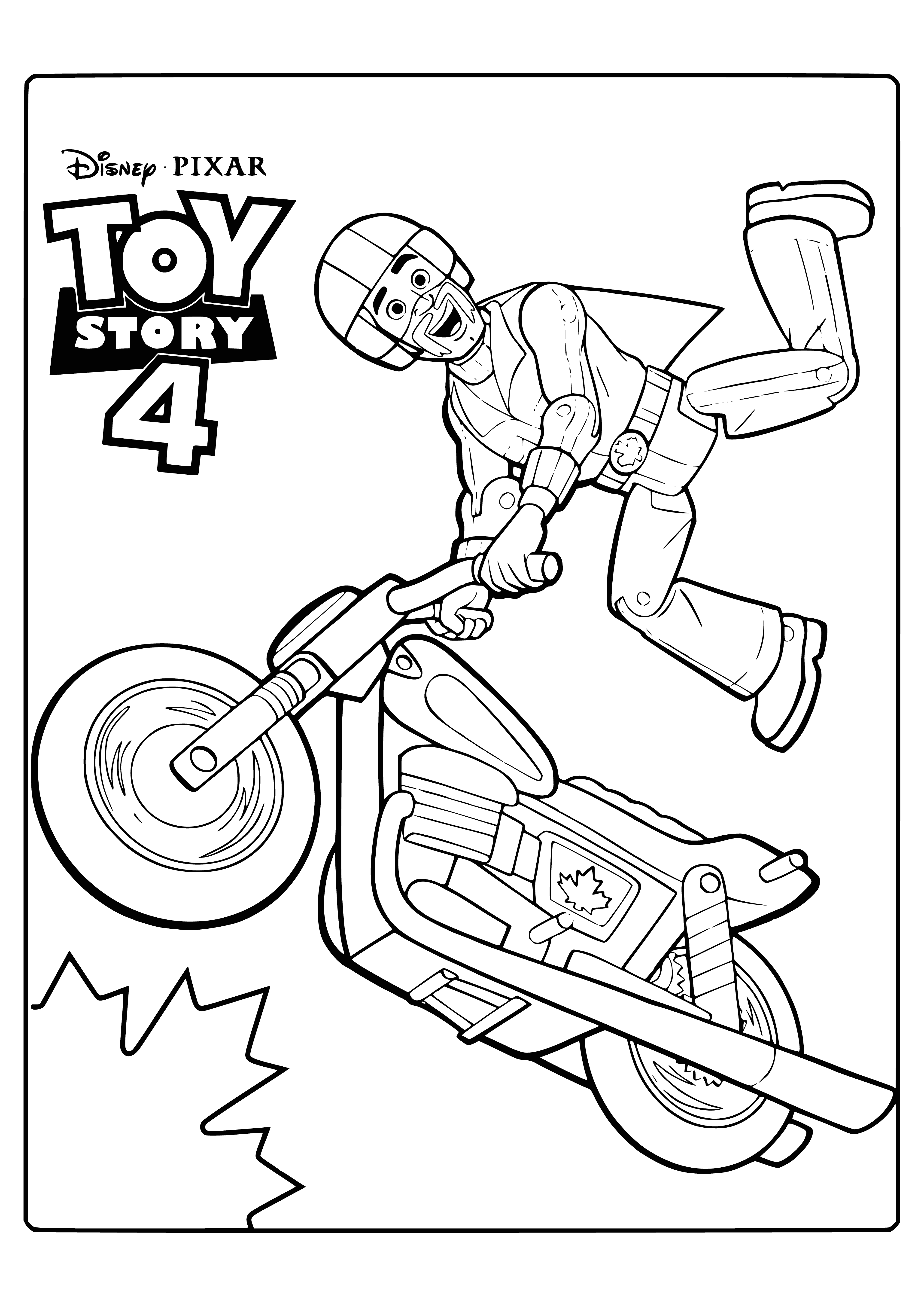 coloring page: Stuntman Duke wearing red long johns, black shirt, yellow cape and black boots with a silver mic. #StuntmanLife #SafetyTattoos