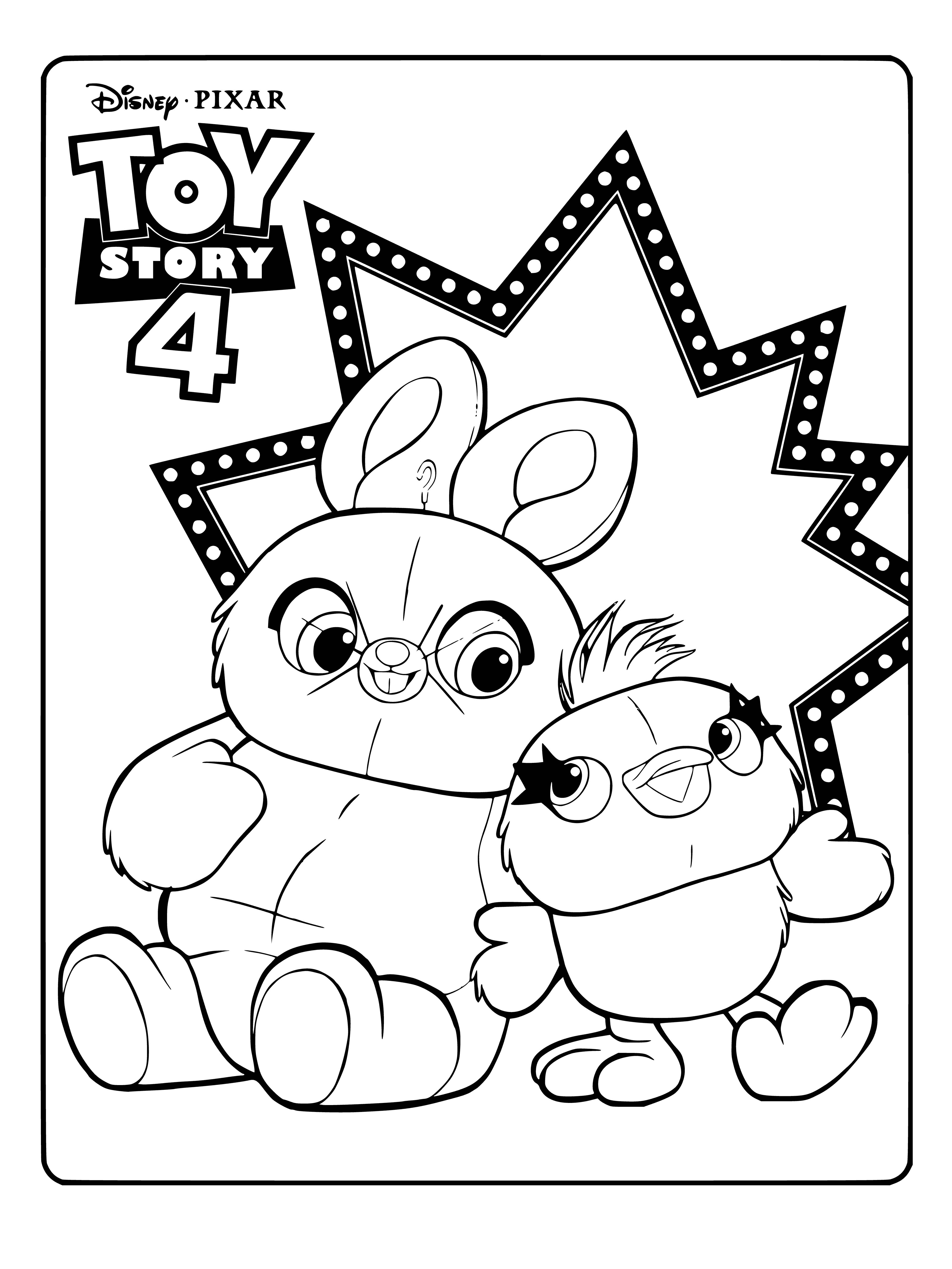 coloring page: Two girls play with toy train & cars, happy & having fun.