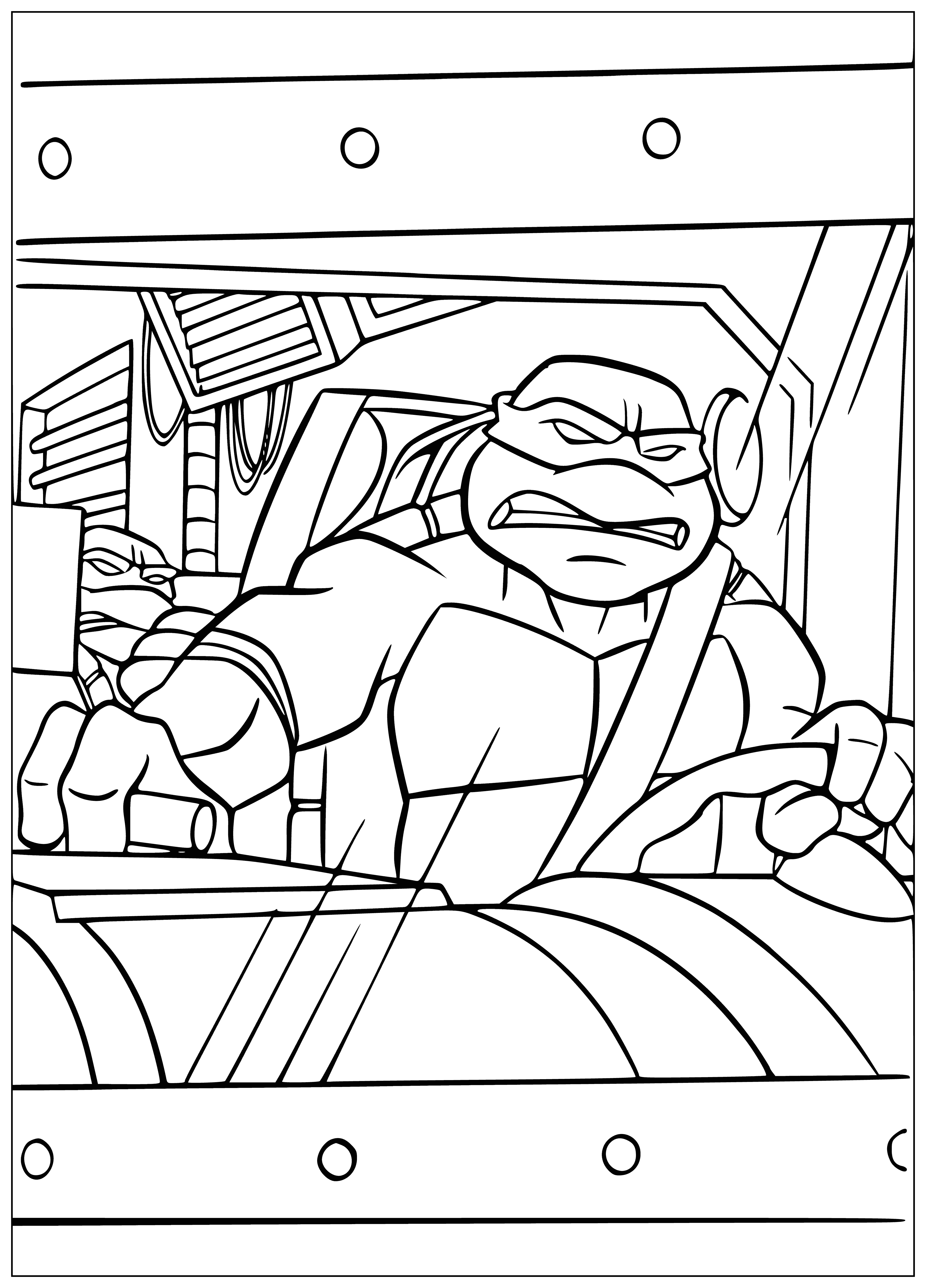 coloring page: A green car with turtle shell top, four wheels and a tail - perfect for coloring! #coloringpage