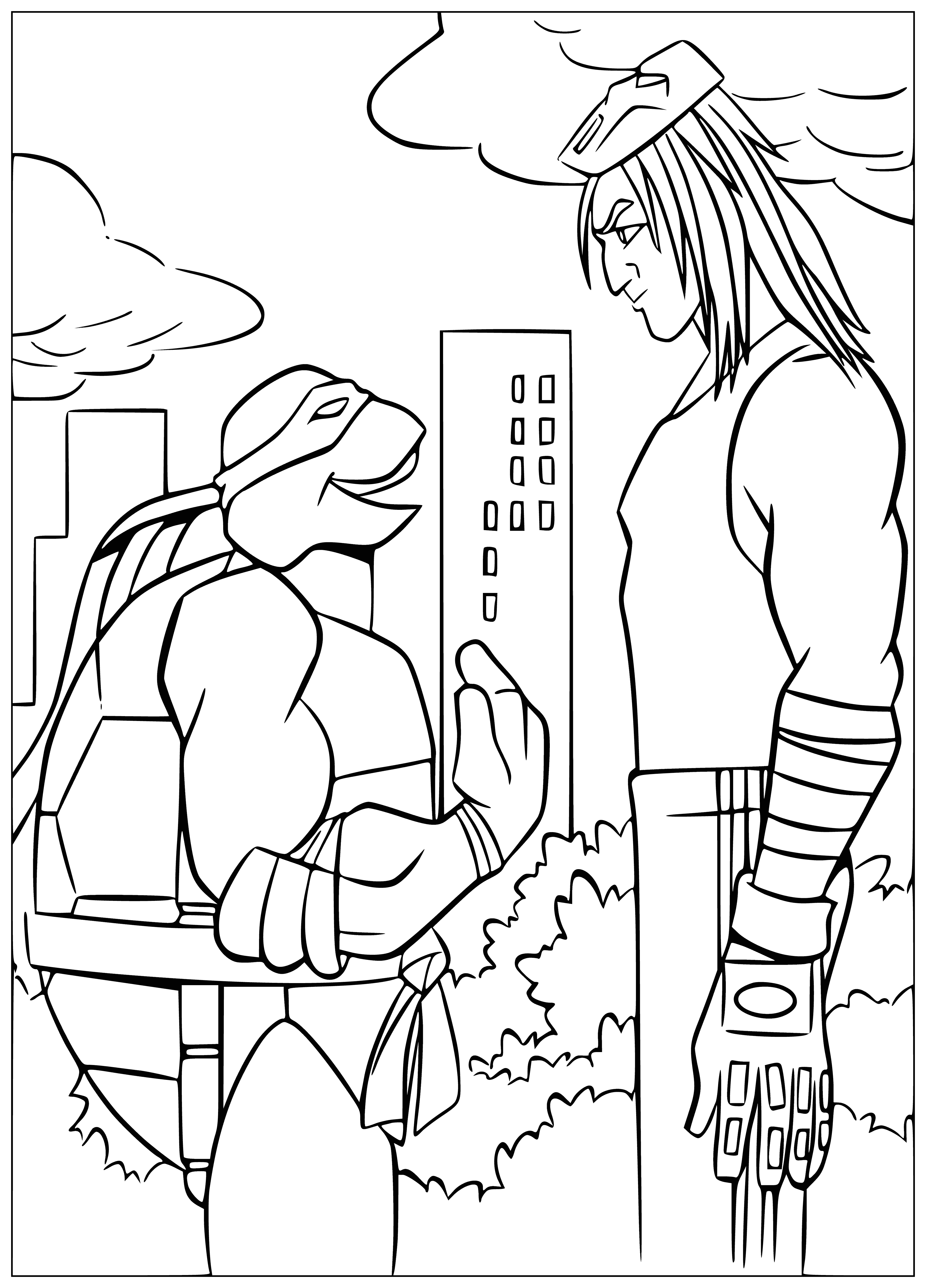 Turtle and Athlete coloring page