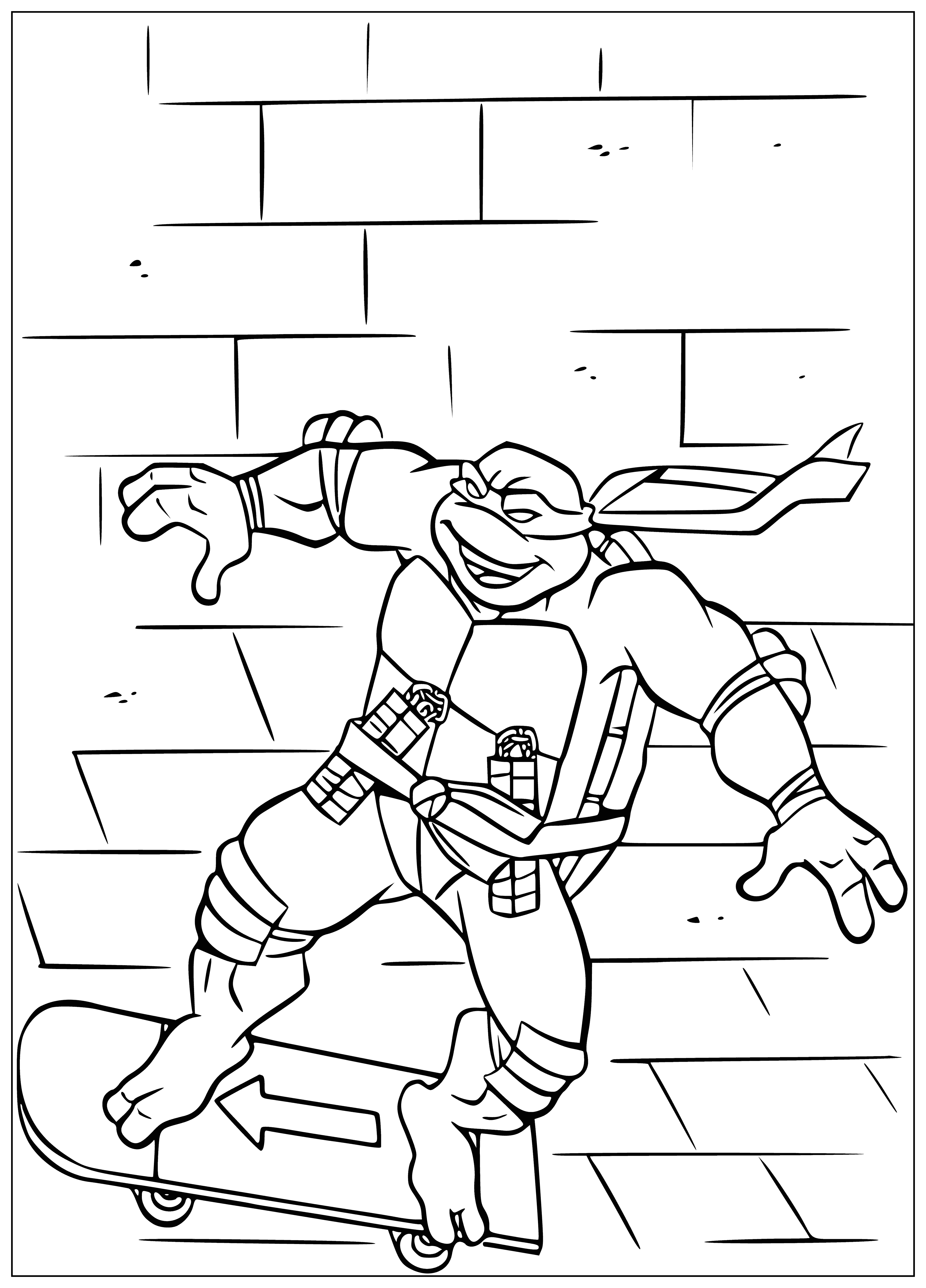 Raphael on a skateboard coloring page