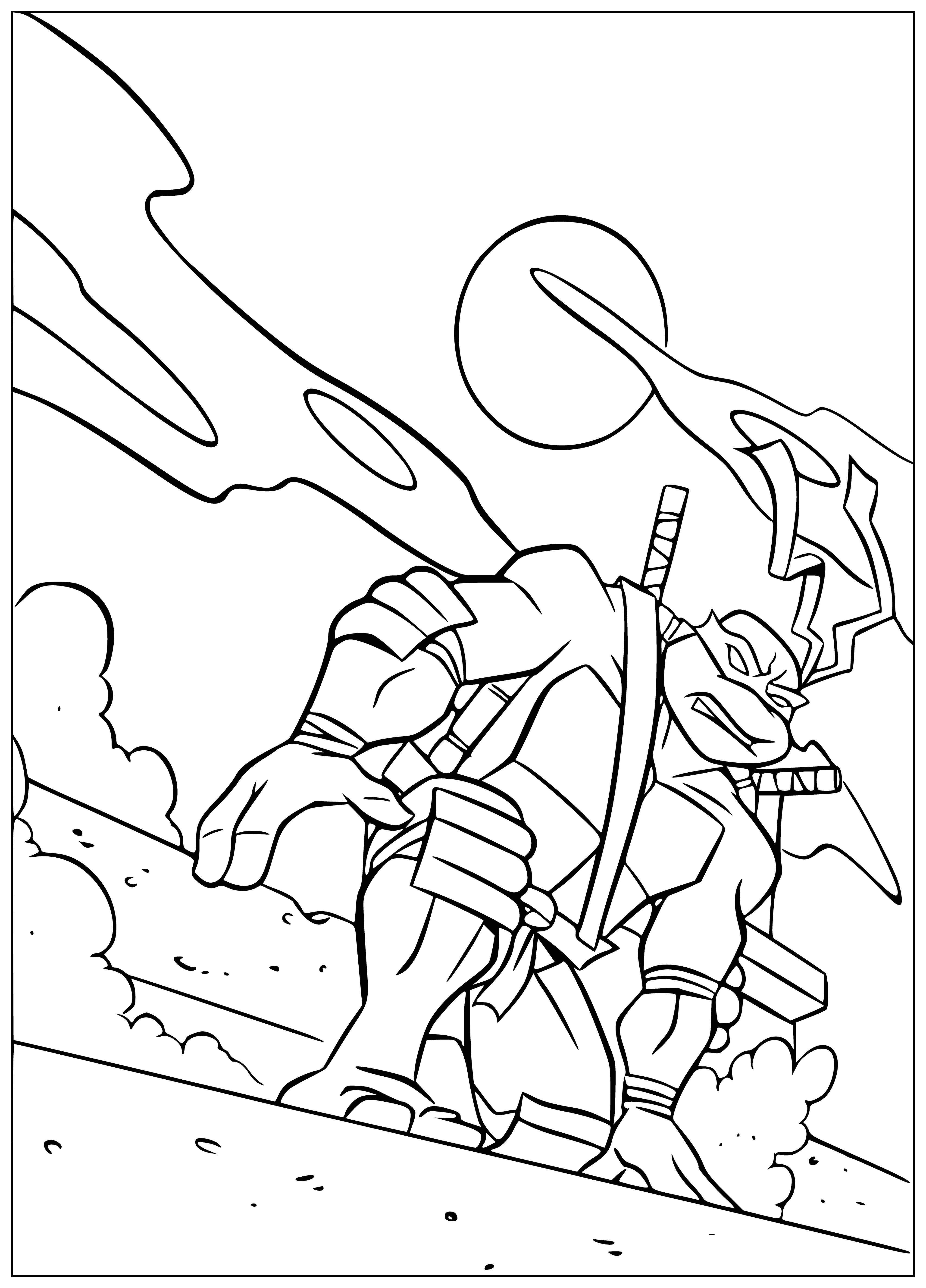 Leonardo on the roof coloring page