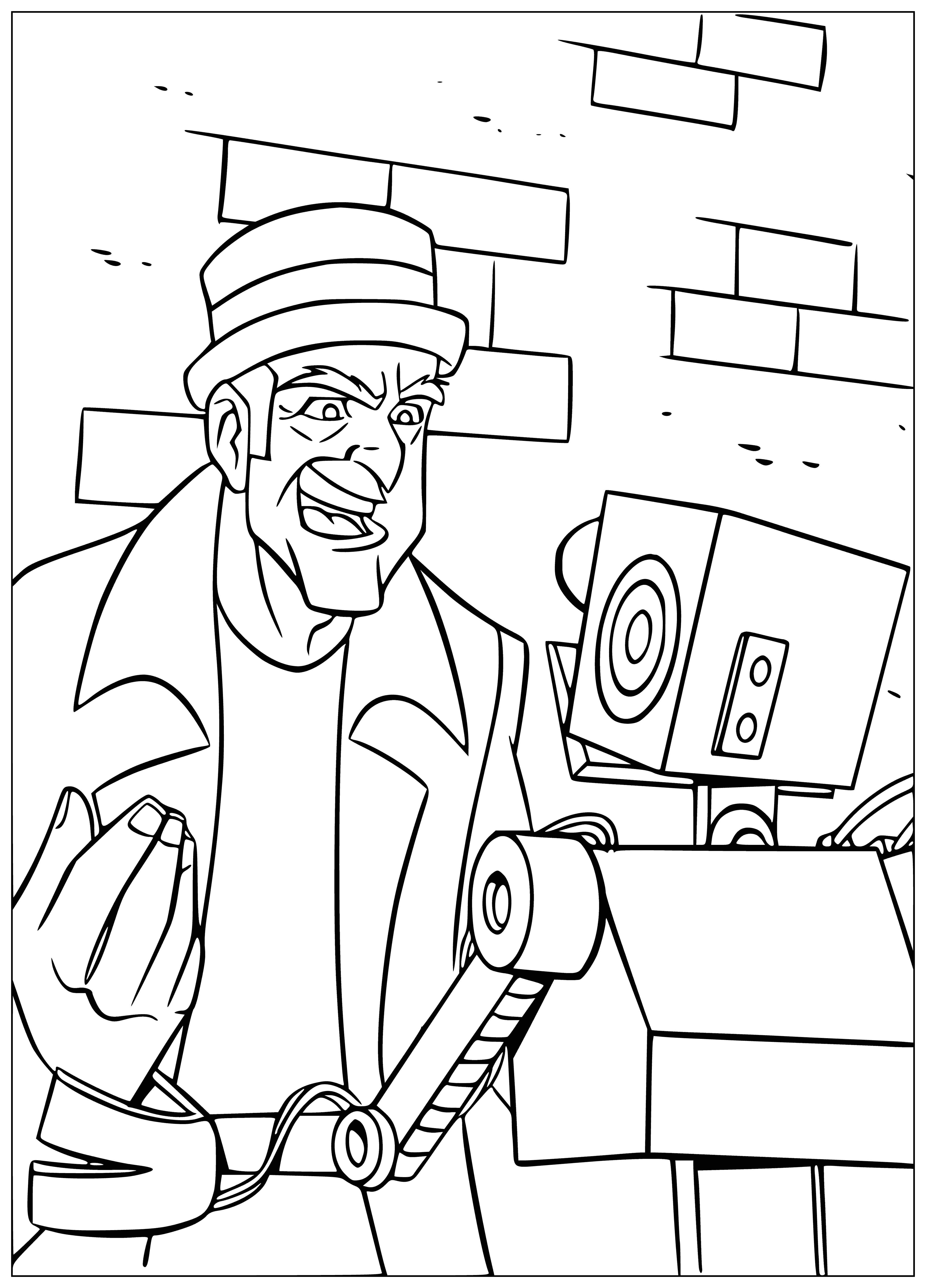 Uncle and Robot coloring page