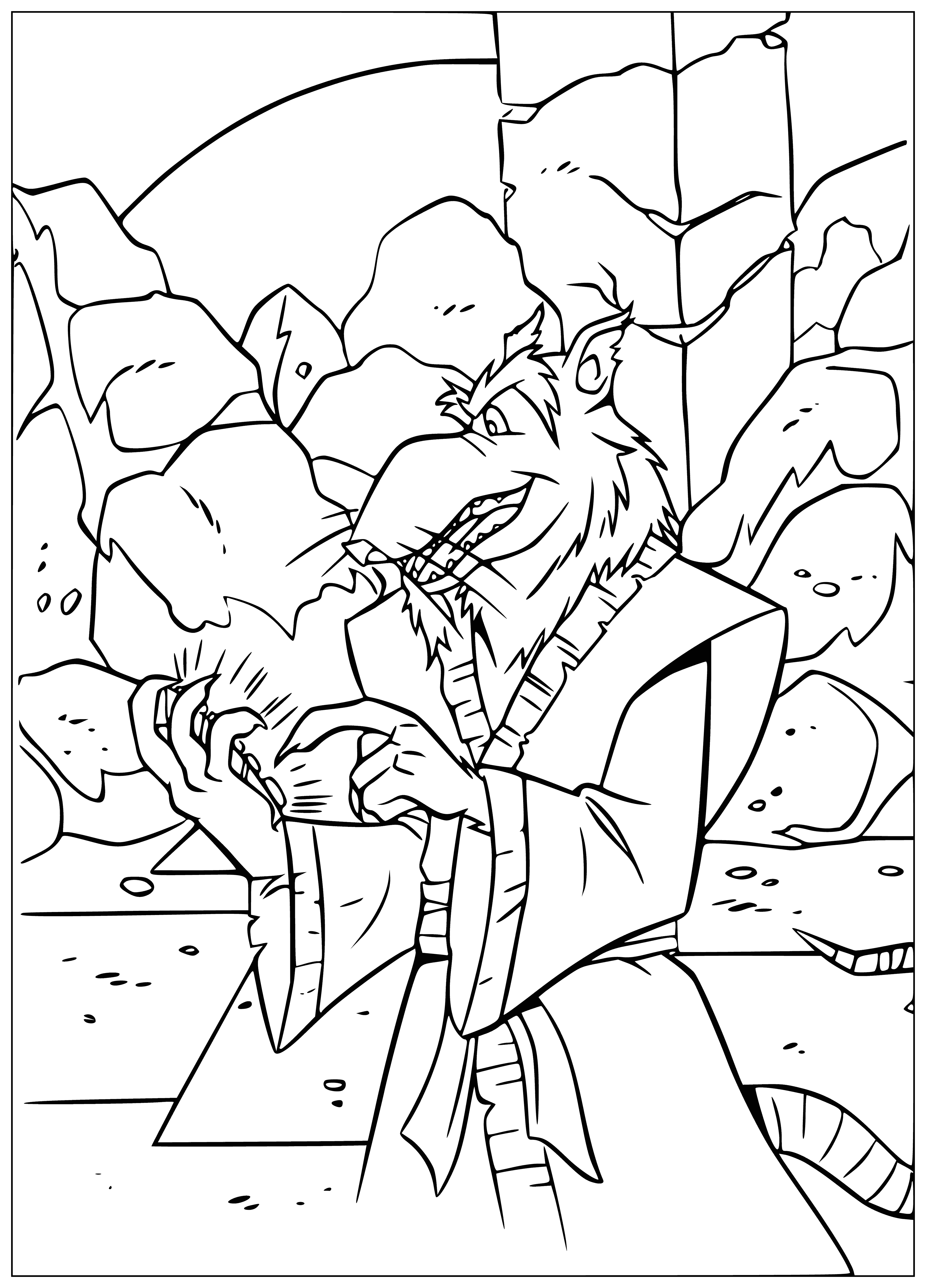 coloring page: Rat Splinter is Sensei to the Ninja Turtles, and their father, teaching them martial arts and life skills.
