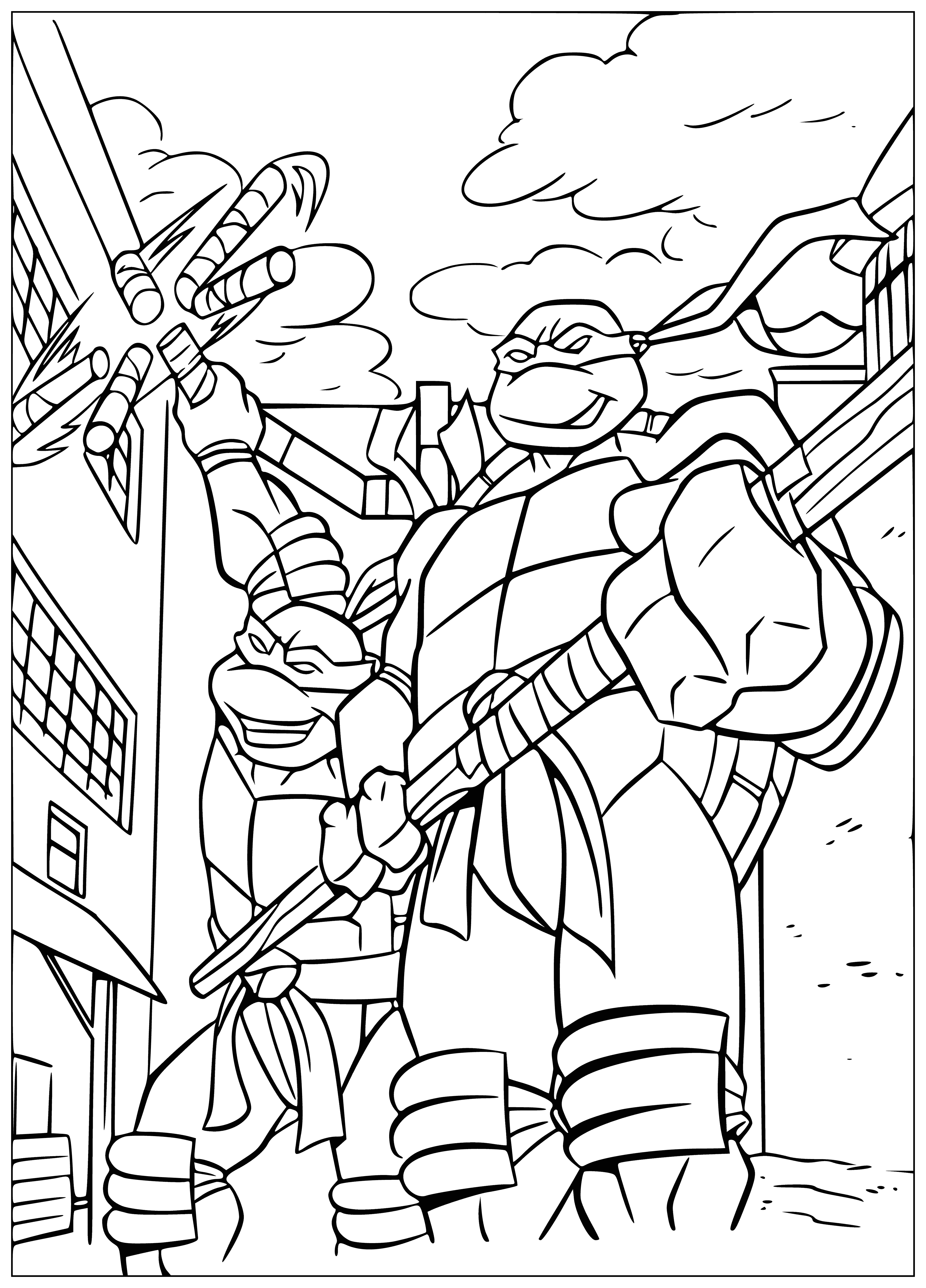 Donatello and Michelangelo coloring page