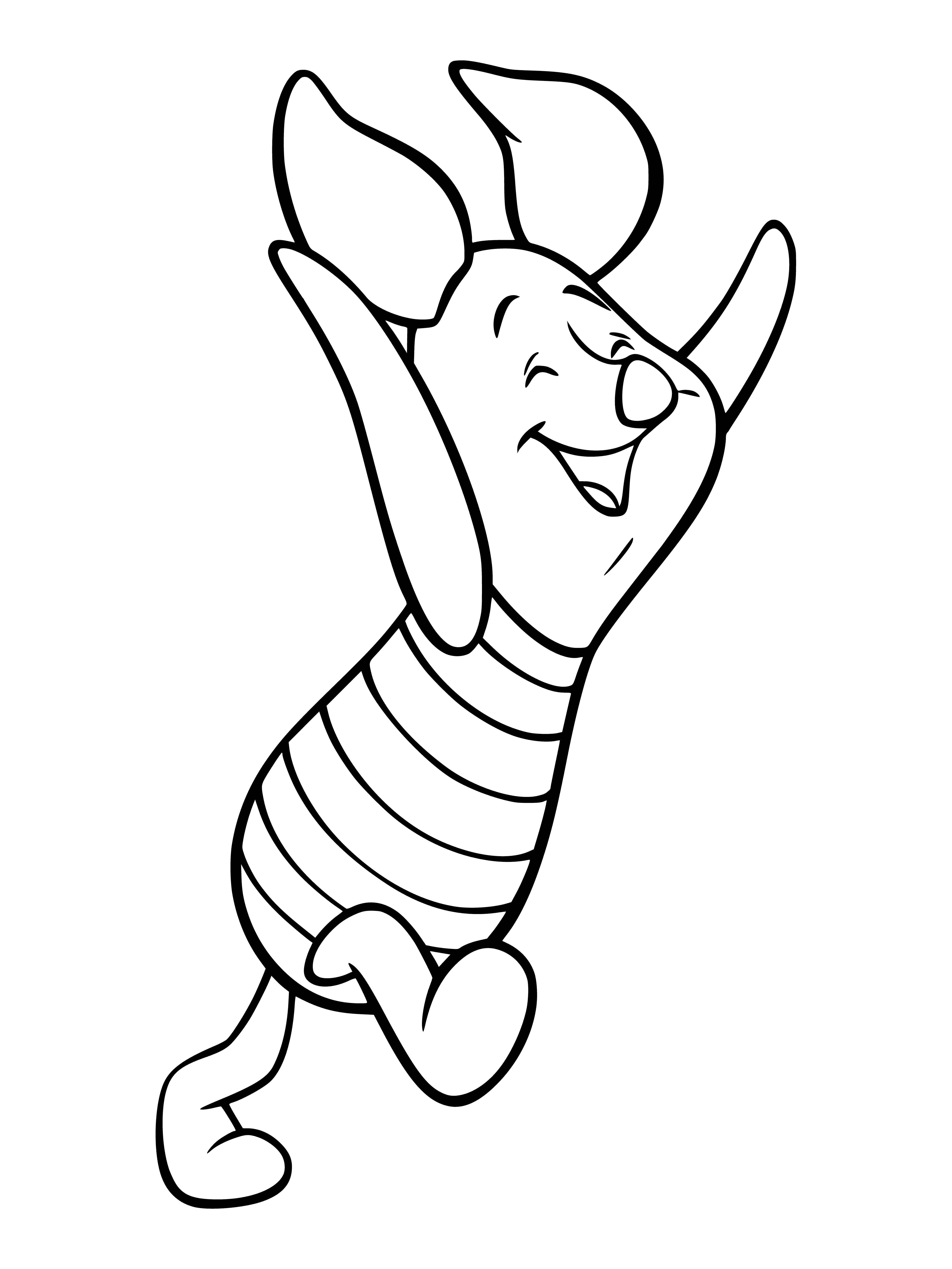 coloring page: Sad cartoon bear sits on the ground, arms at sides, head down.