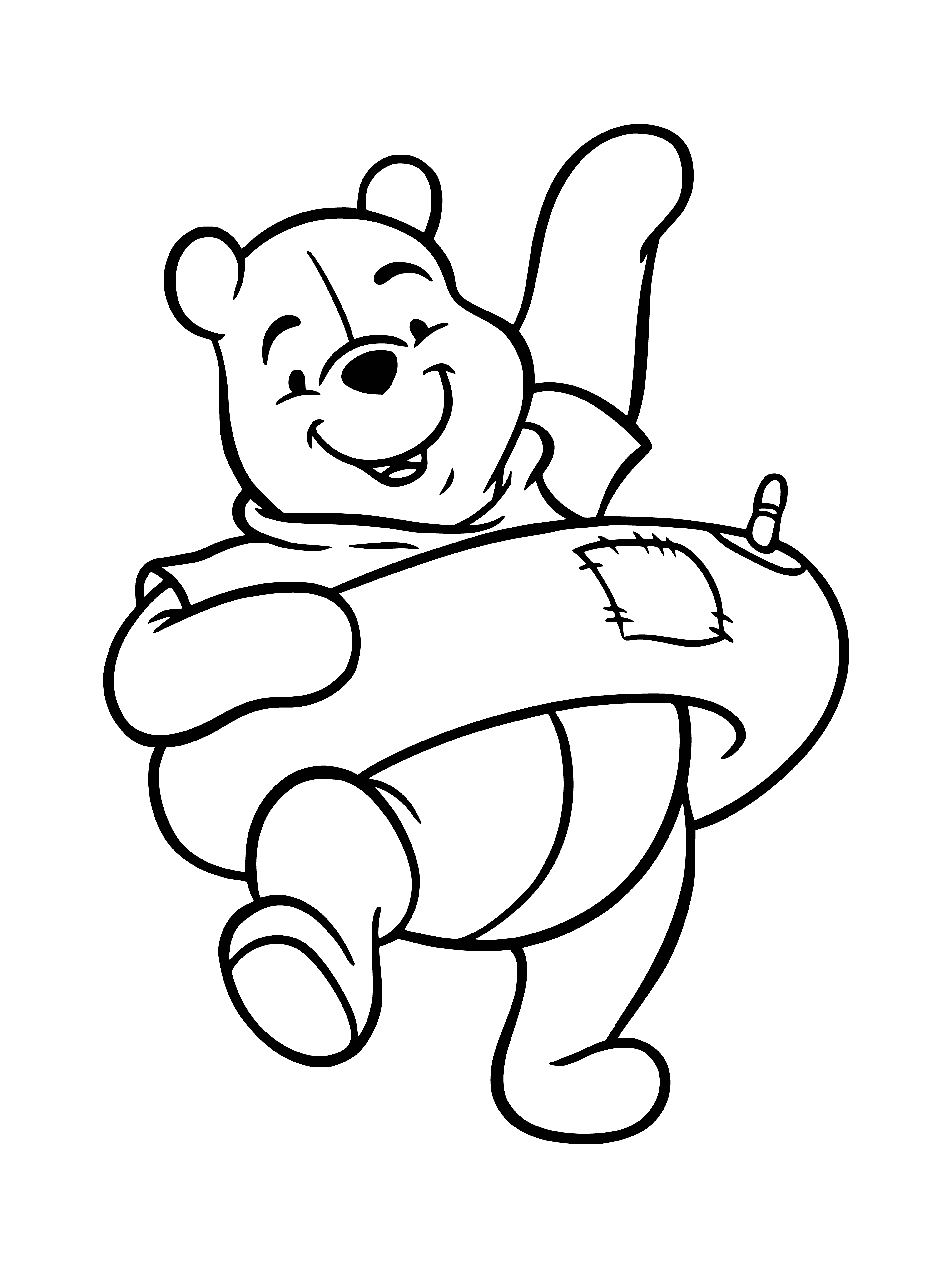 Winnie the bear goes for a swim coloring page