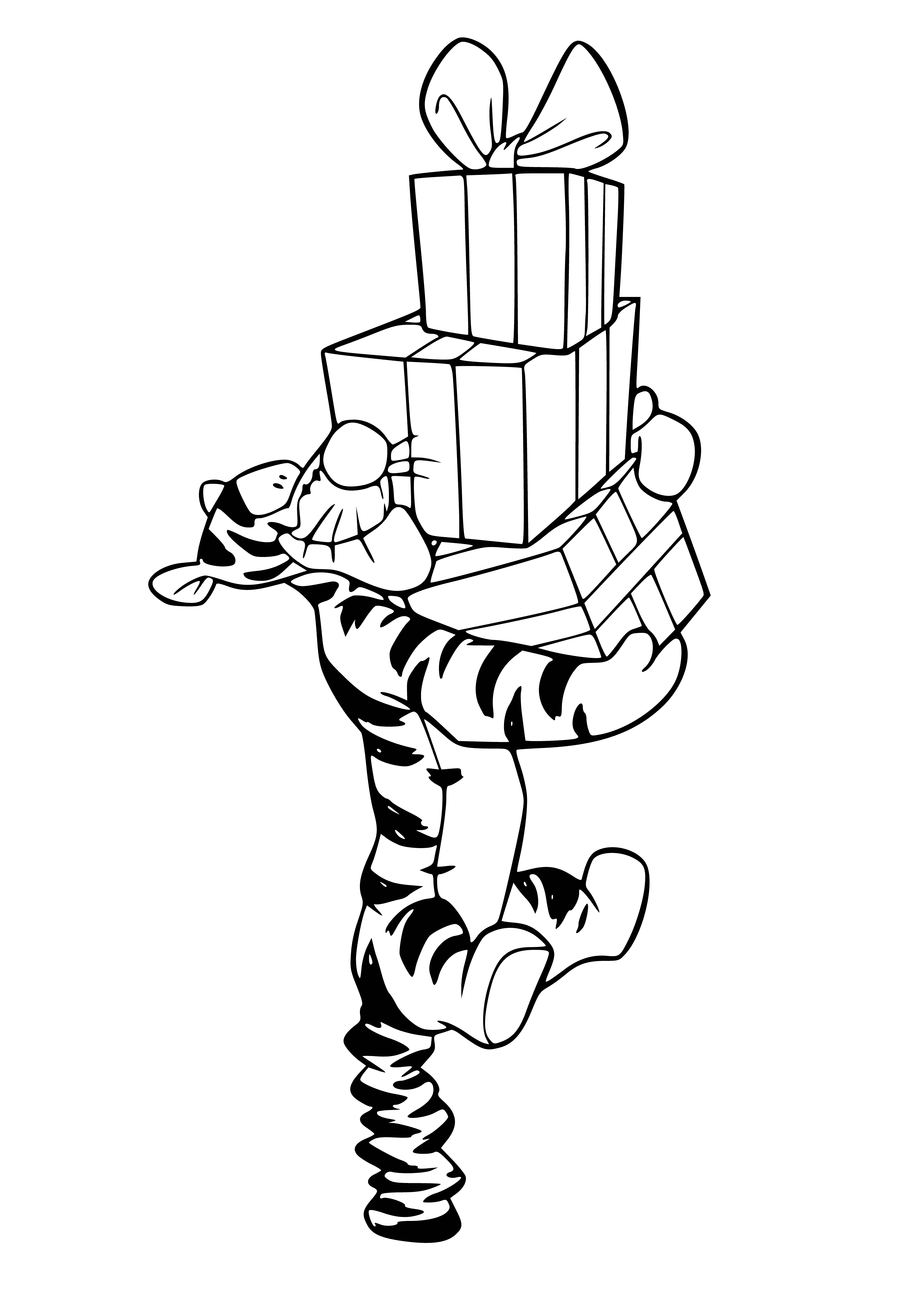 Tigger with gifts coloring page
