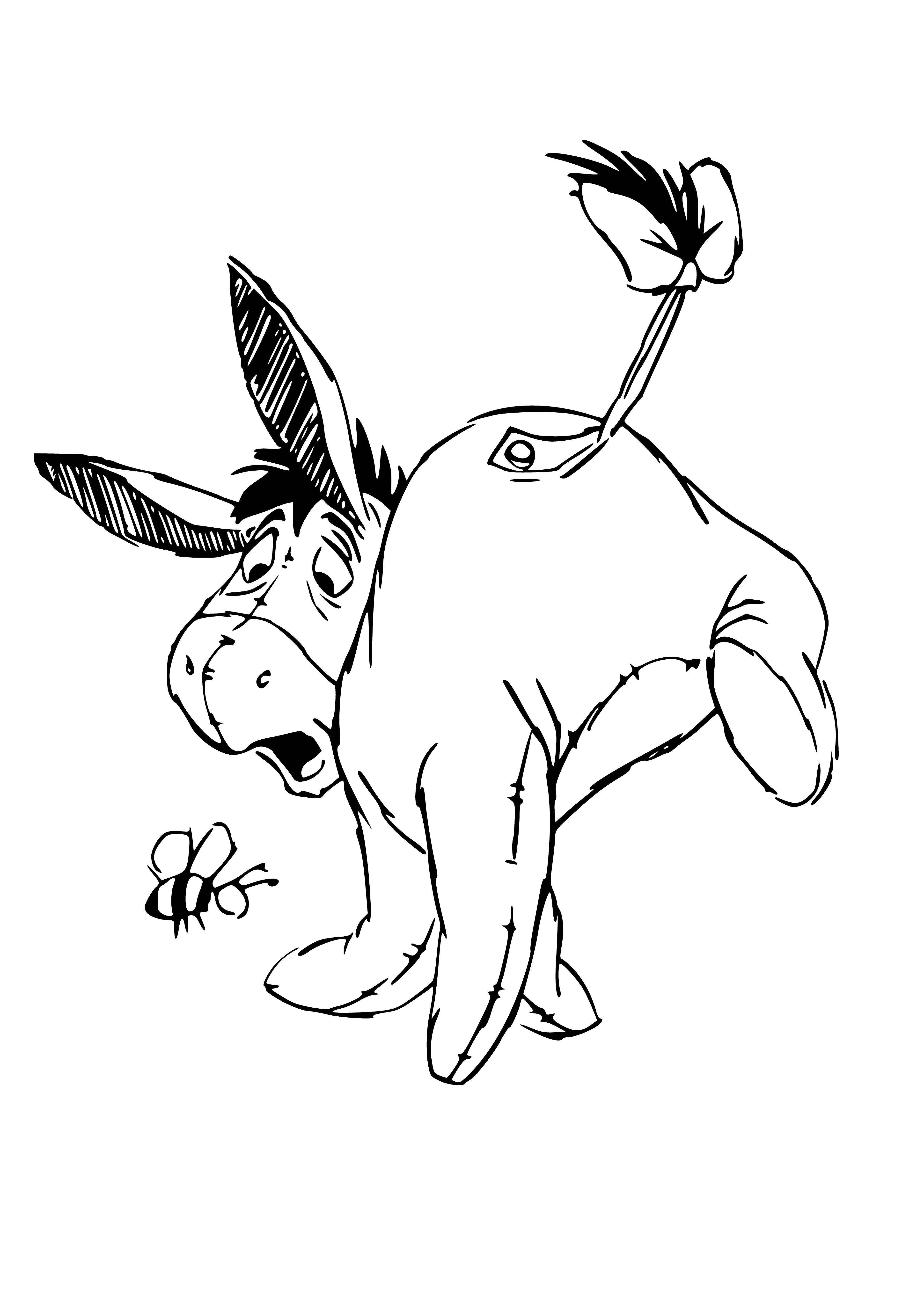 A donkey and a bee coloring page