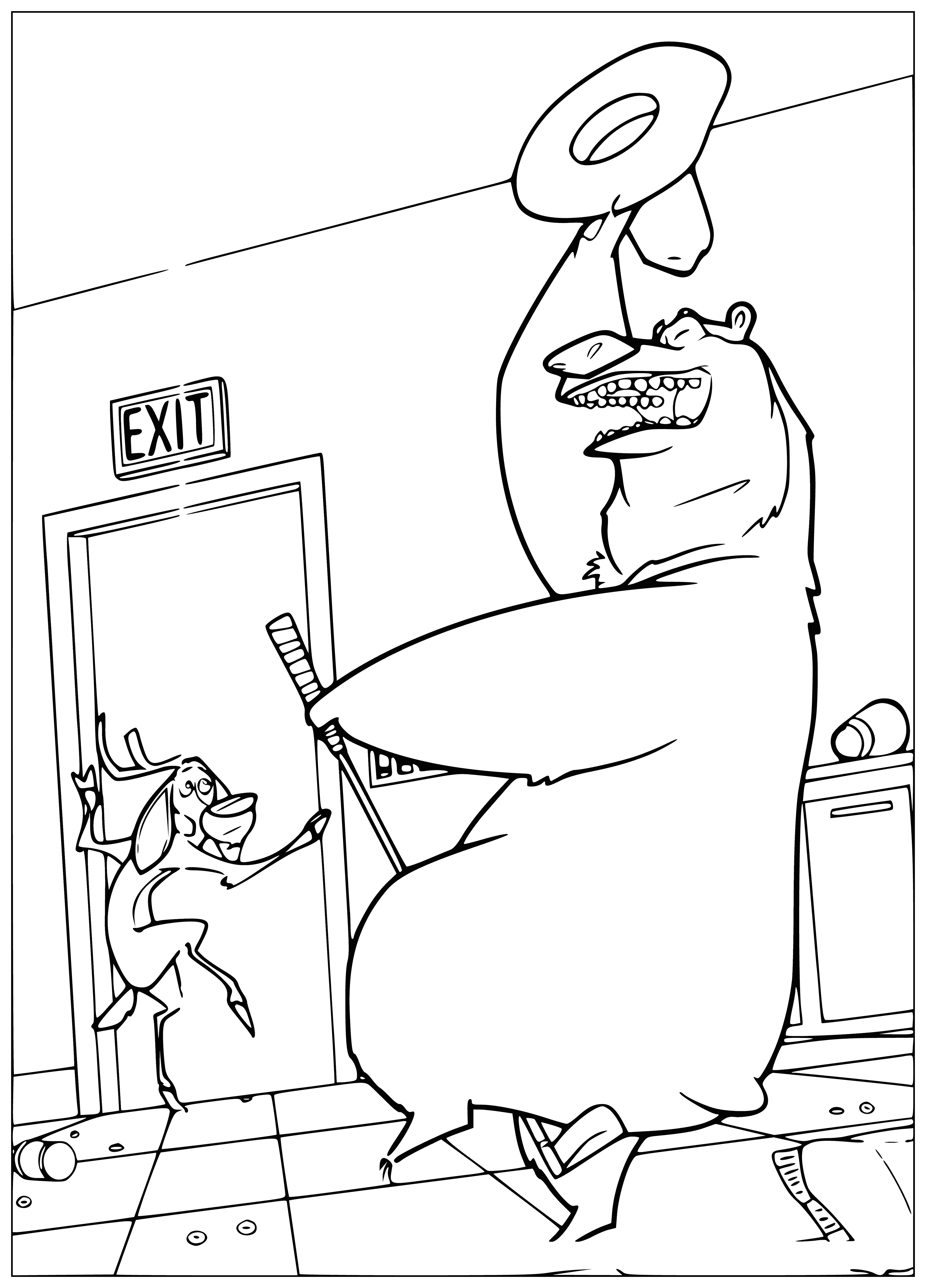 coloring page: Mouse is searching store shelves for something, looking for a special find.