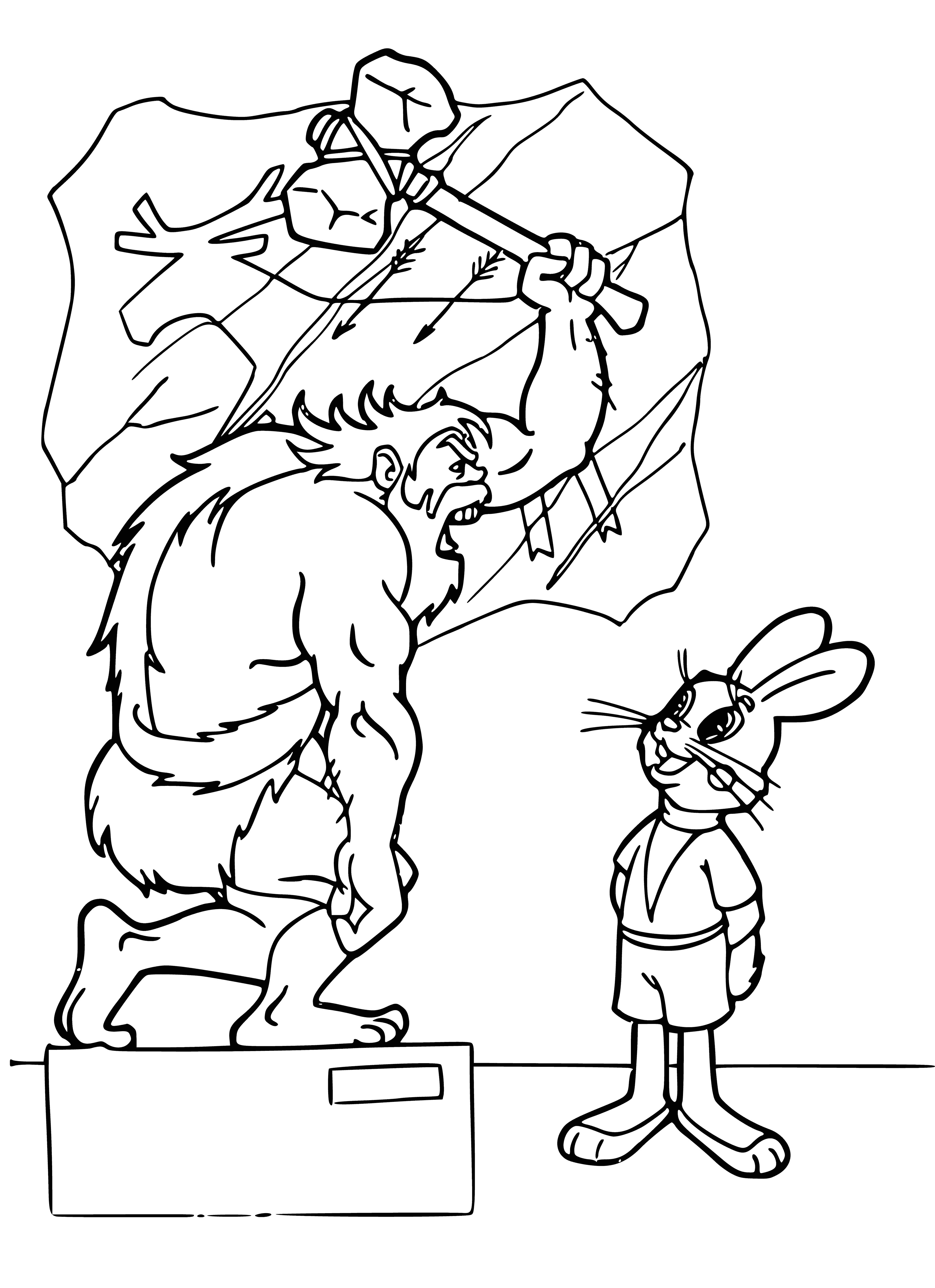 coloring page: Two museum-goers lean in to get a closer look at the painting on the wall.