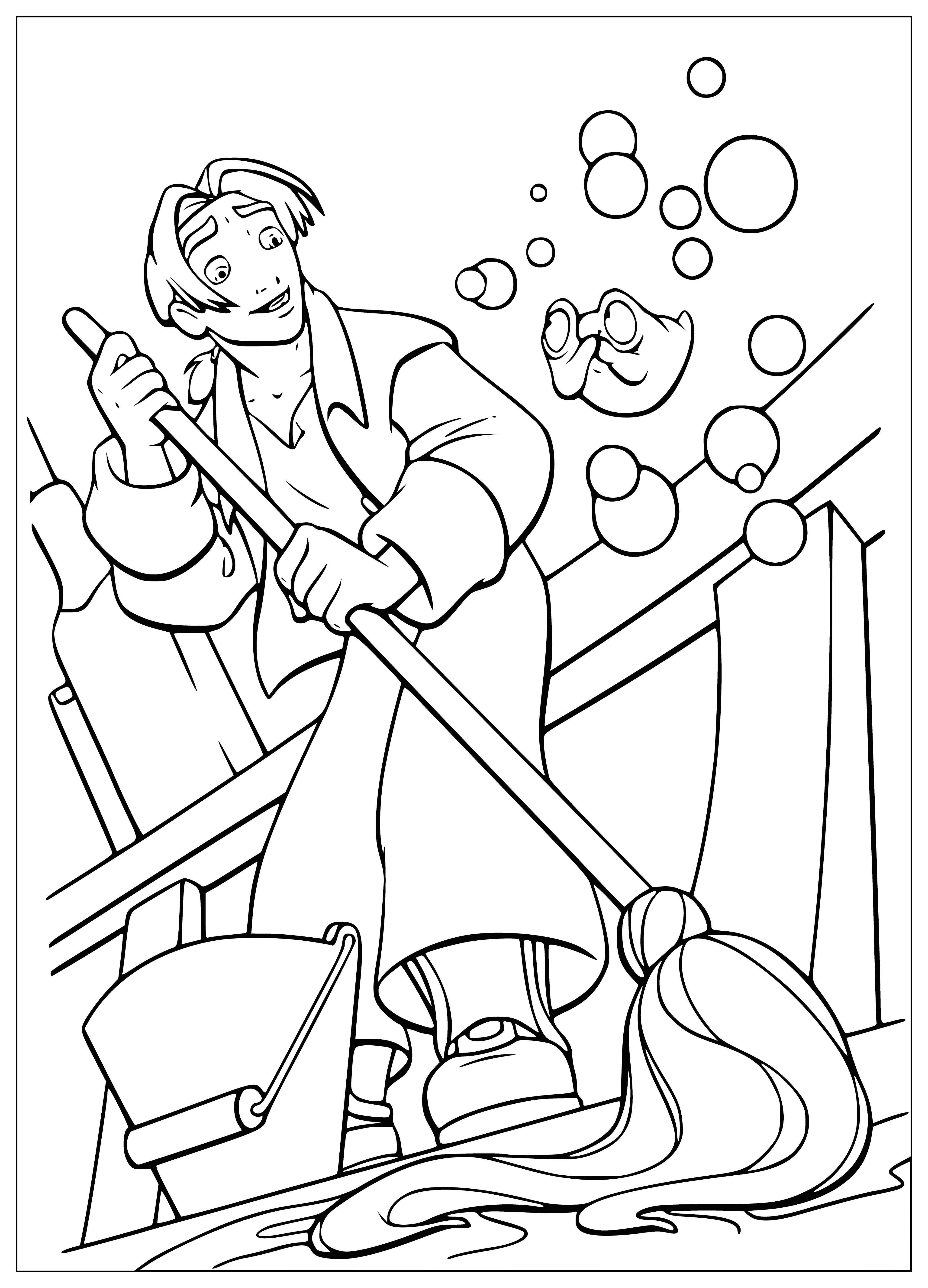 coloring page: Jim and Morph go on a treasure-seeking adventure in The Treasure Planet - a fun, detailed story perfect for little readers with a love for adventure.
