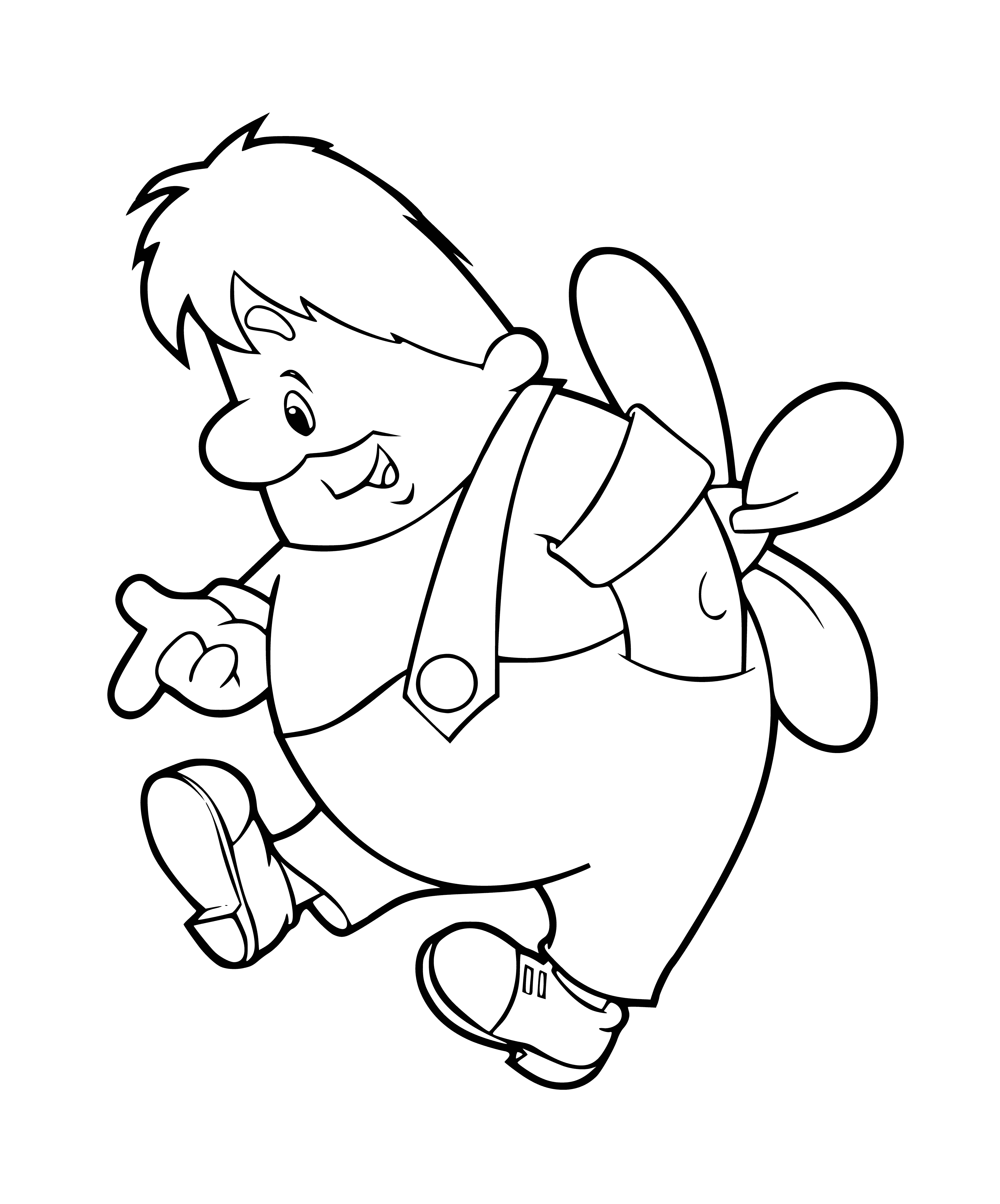 coloring page: The Kid sits on the roof with Carlson, who hangs his legs over the edge.