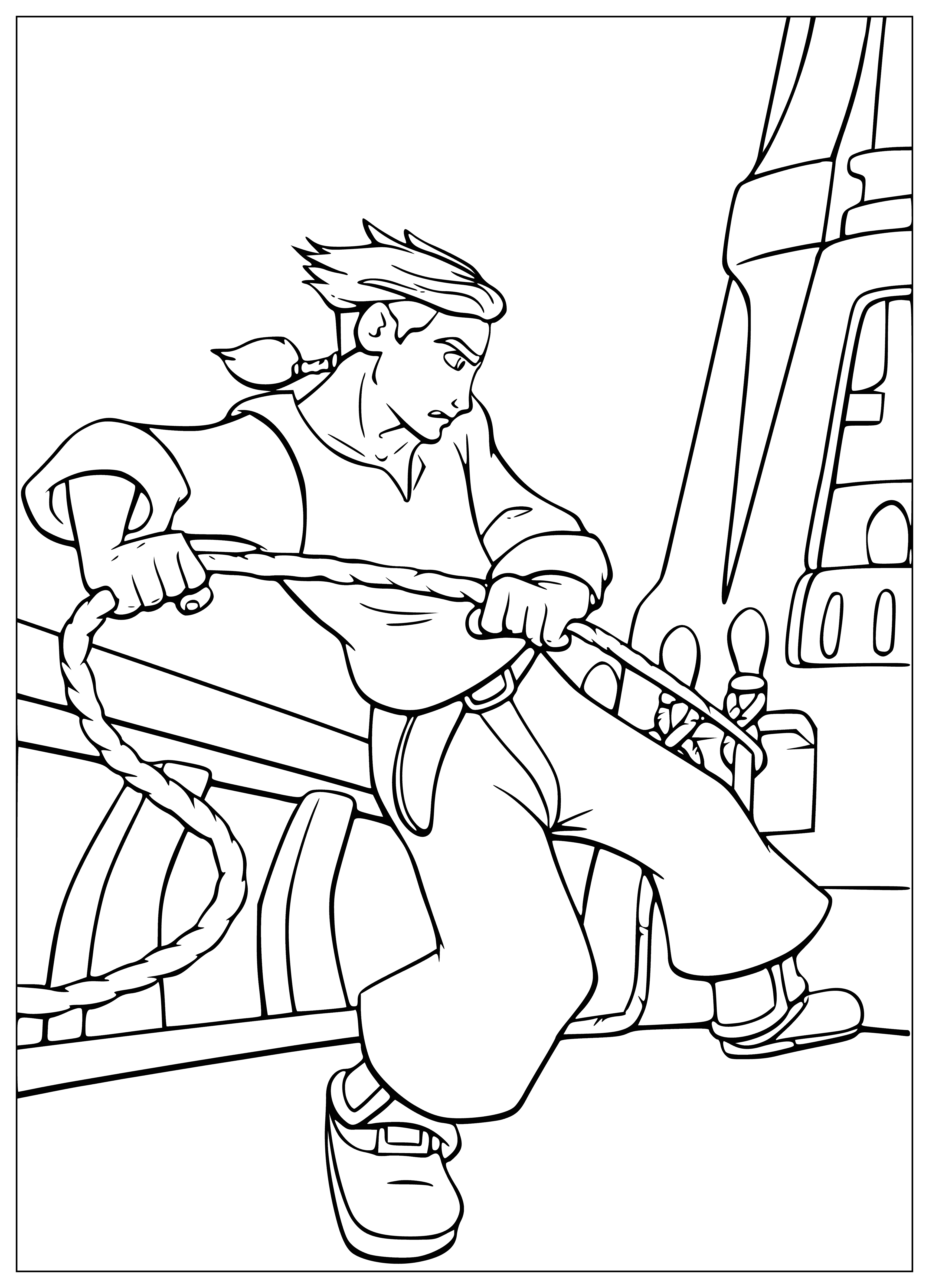 Jimm tightens the knot coloring page