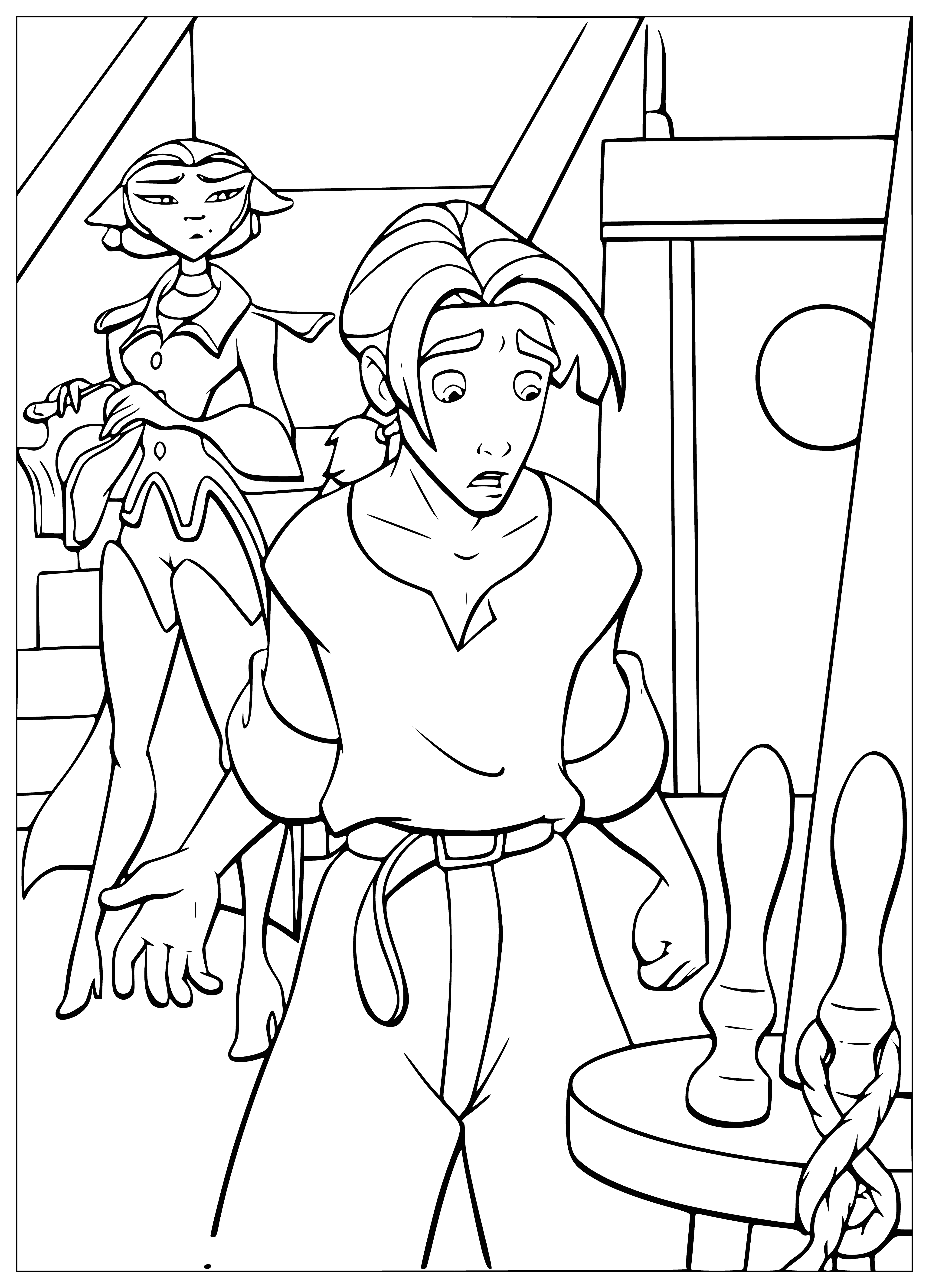 The rope is untied ... coloring page