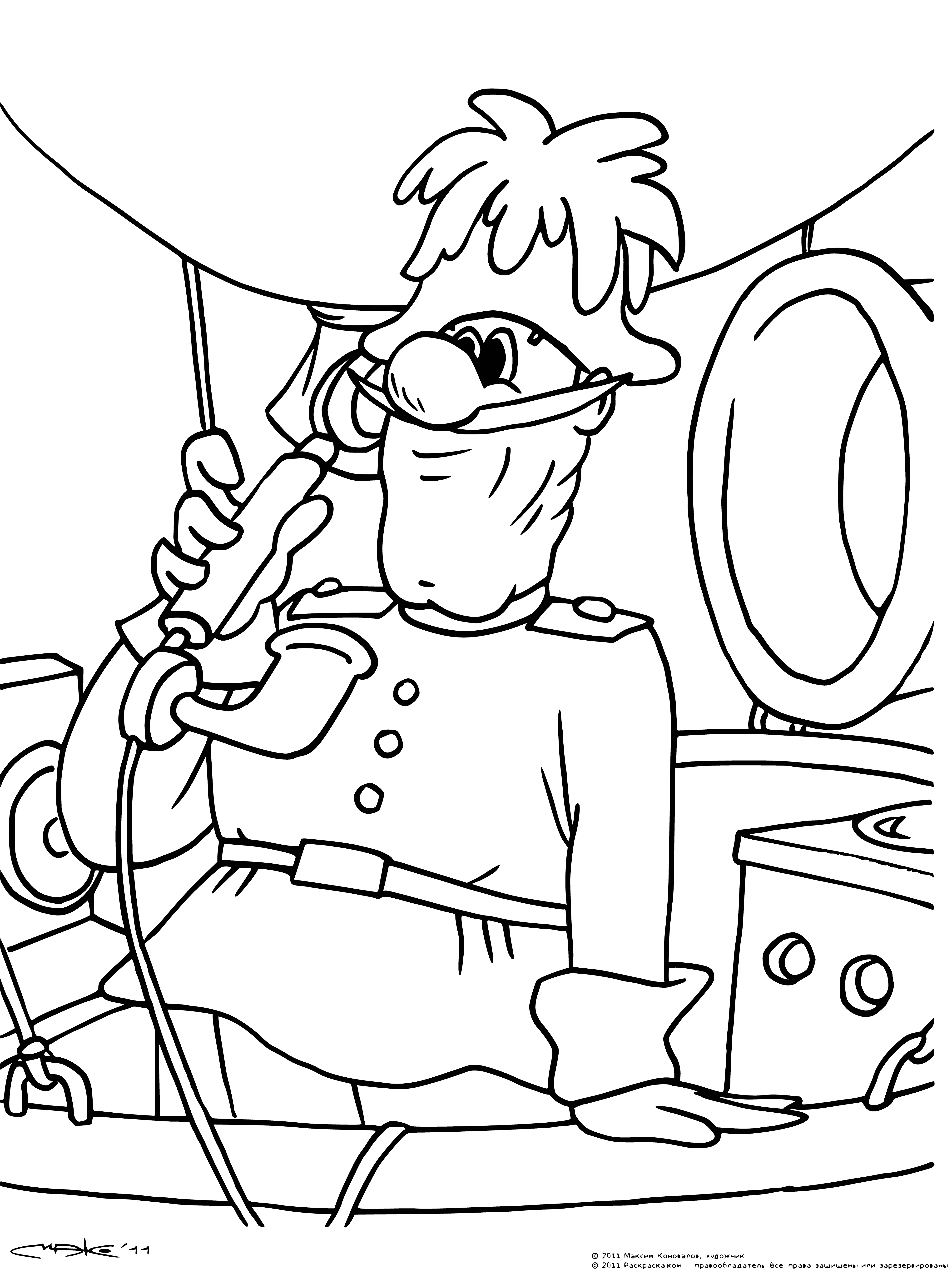 coloring page: Police chief Funtik is a pig on a mission - protecting the town from crime and being a hero to the community. #savingtheday