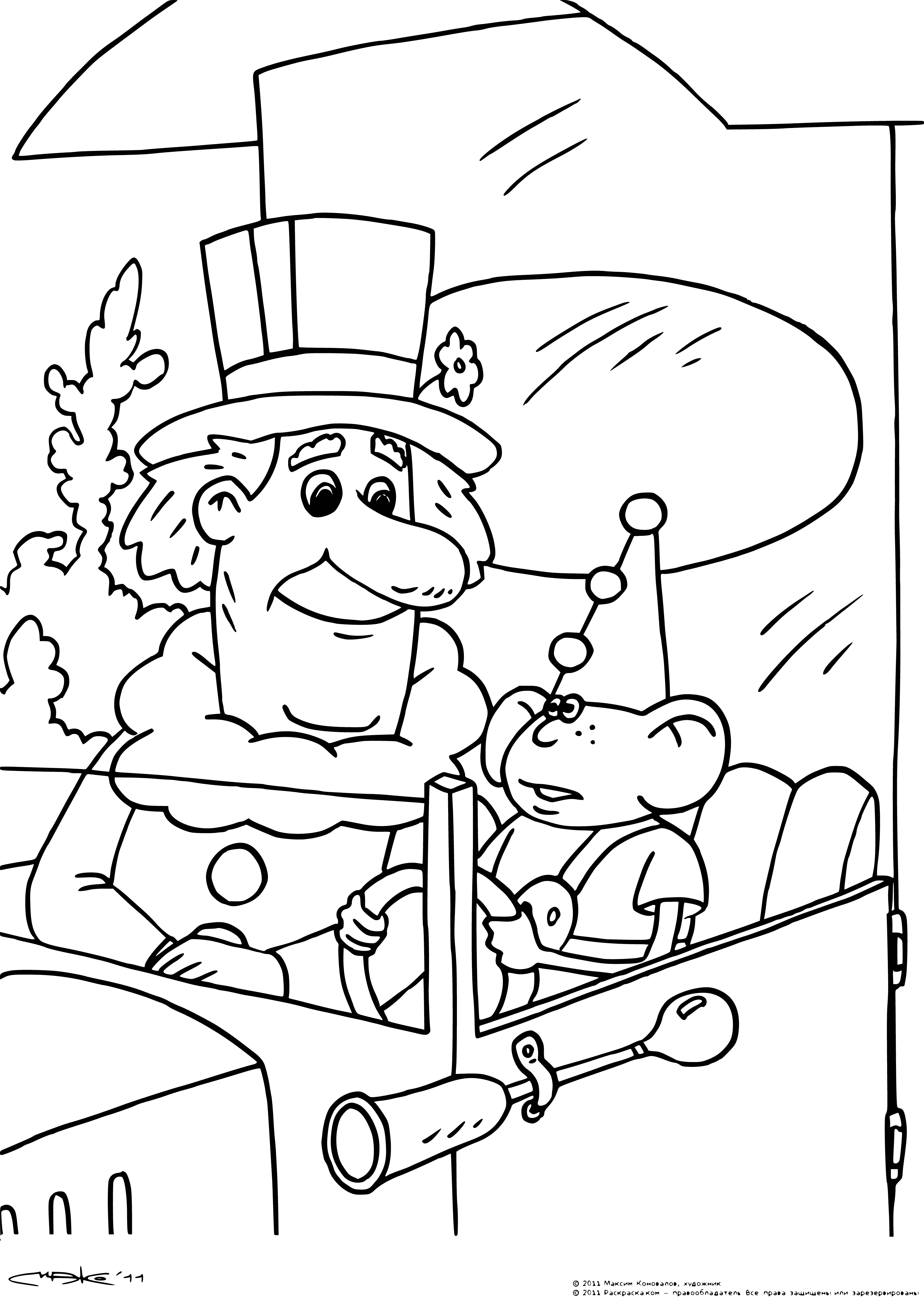 coloring page: Funtik, Mokus, and Bambino explore the jungle and have tons of fun together! #friendshipgoals