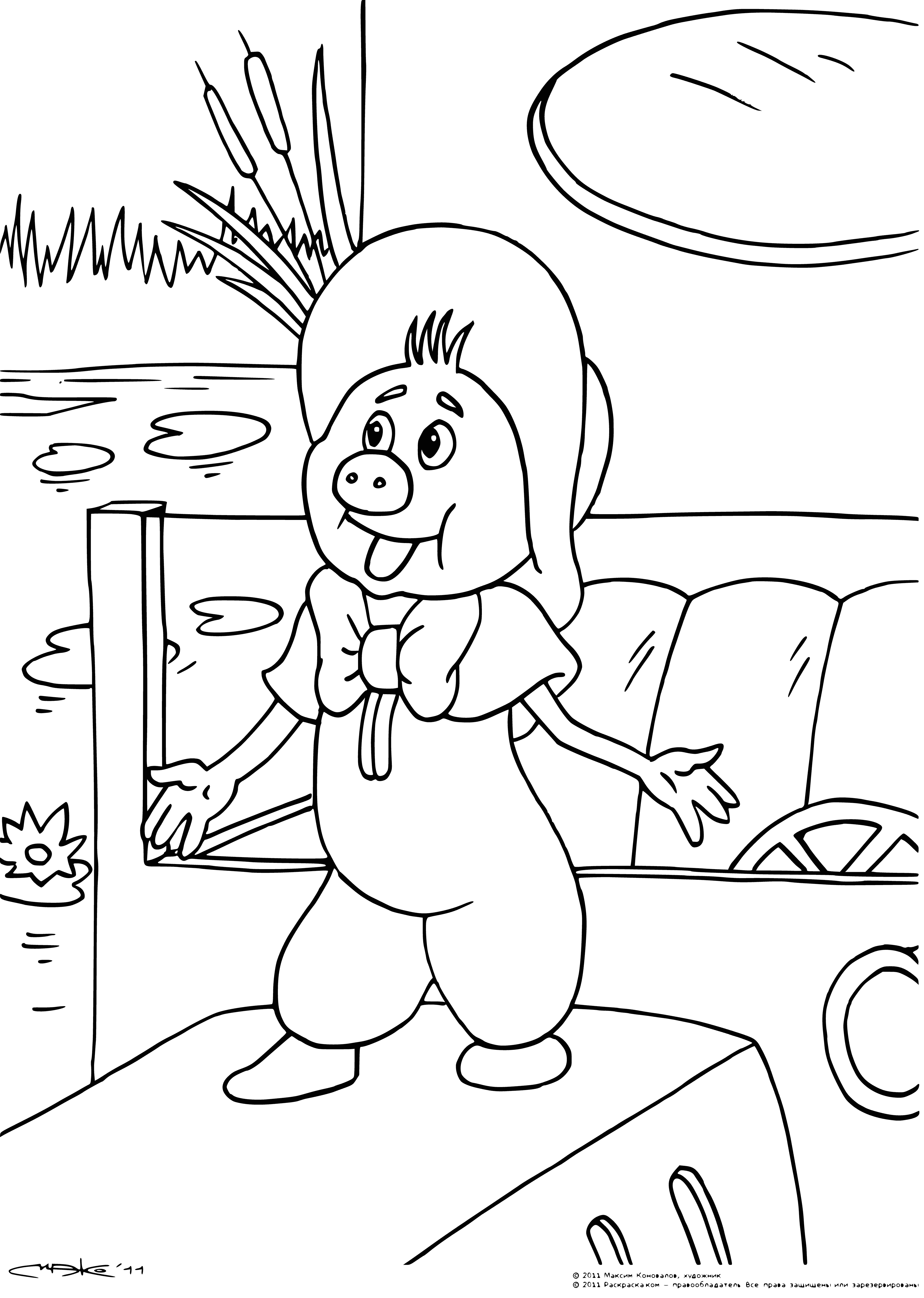 coloring page: Funtik is stuck in a tree and needs help. With the help of some color, can you get him down? #coloring #fun #adventures