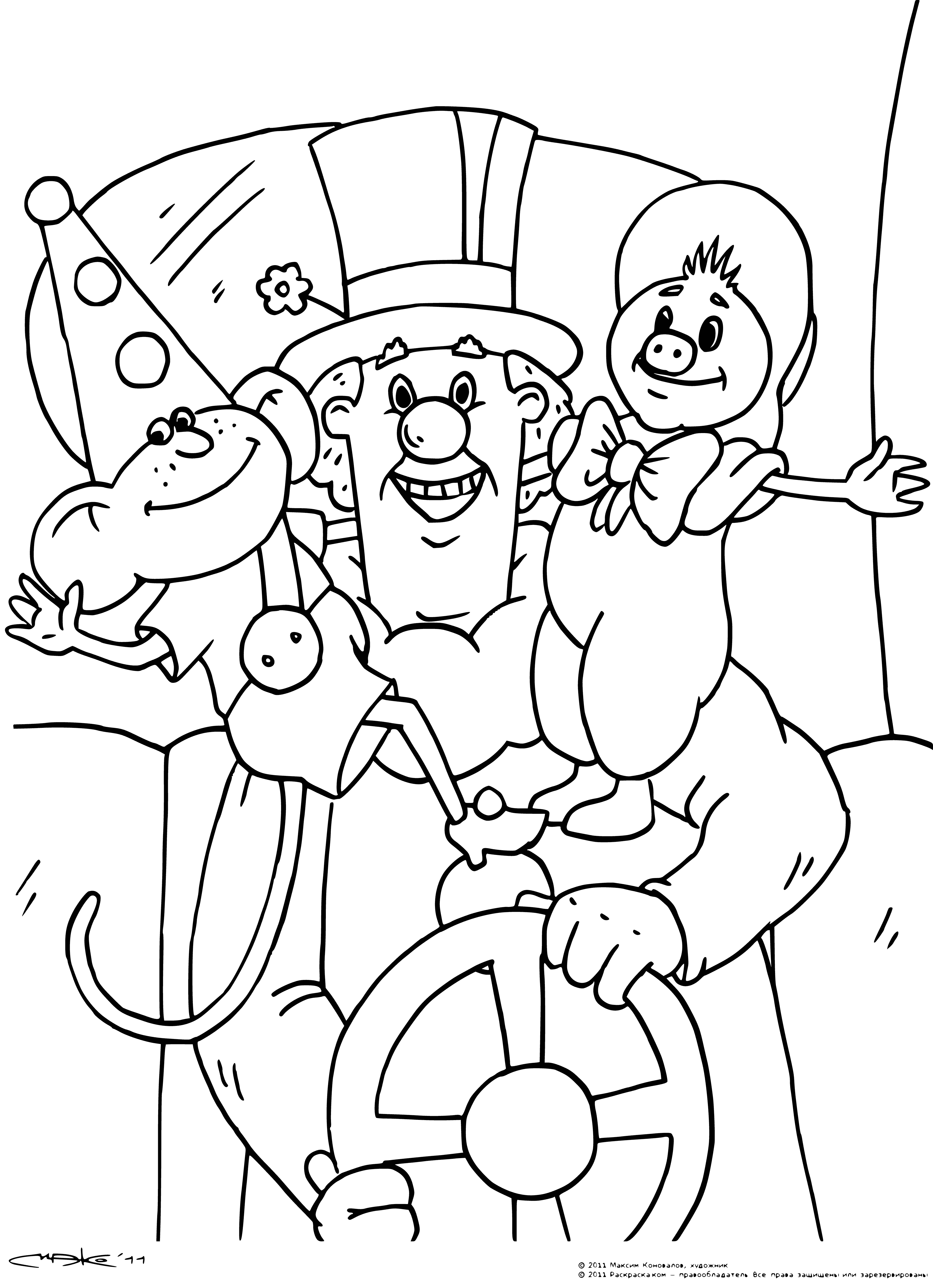 coloring page: Girl on hill looking up at rainbow with arms outstretched and smile on her face.