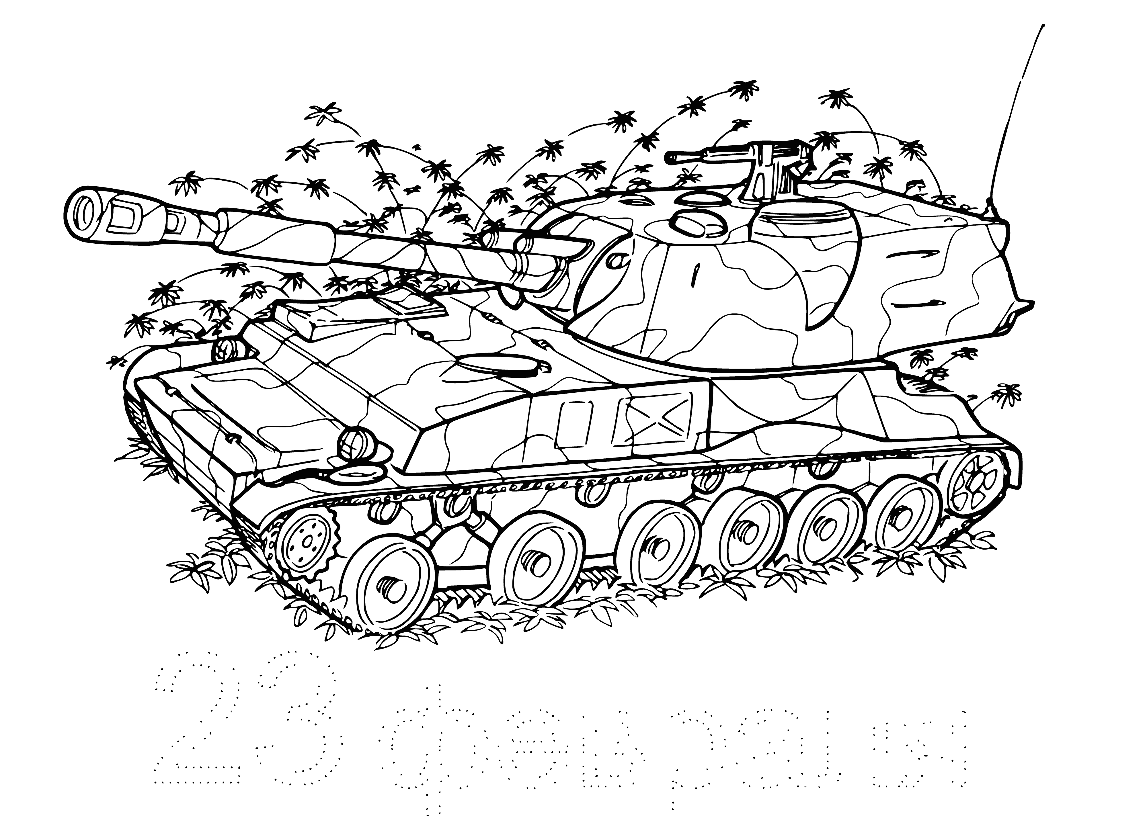 Self-propelled howitzer coloring page