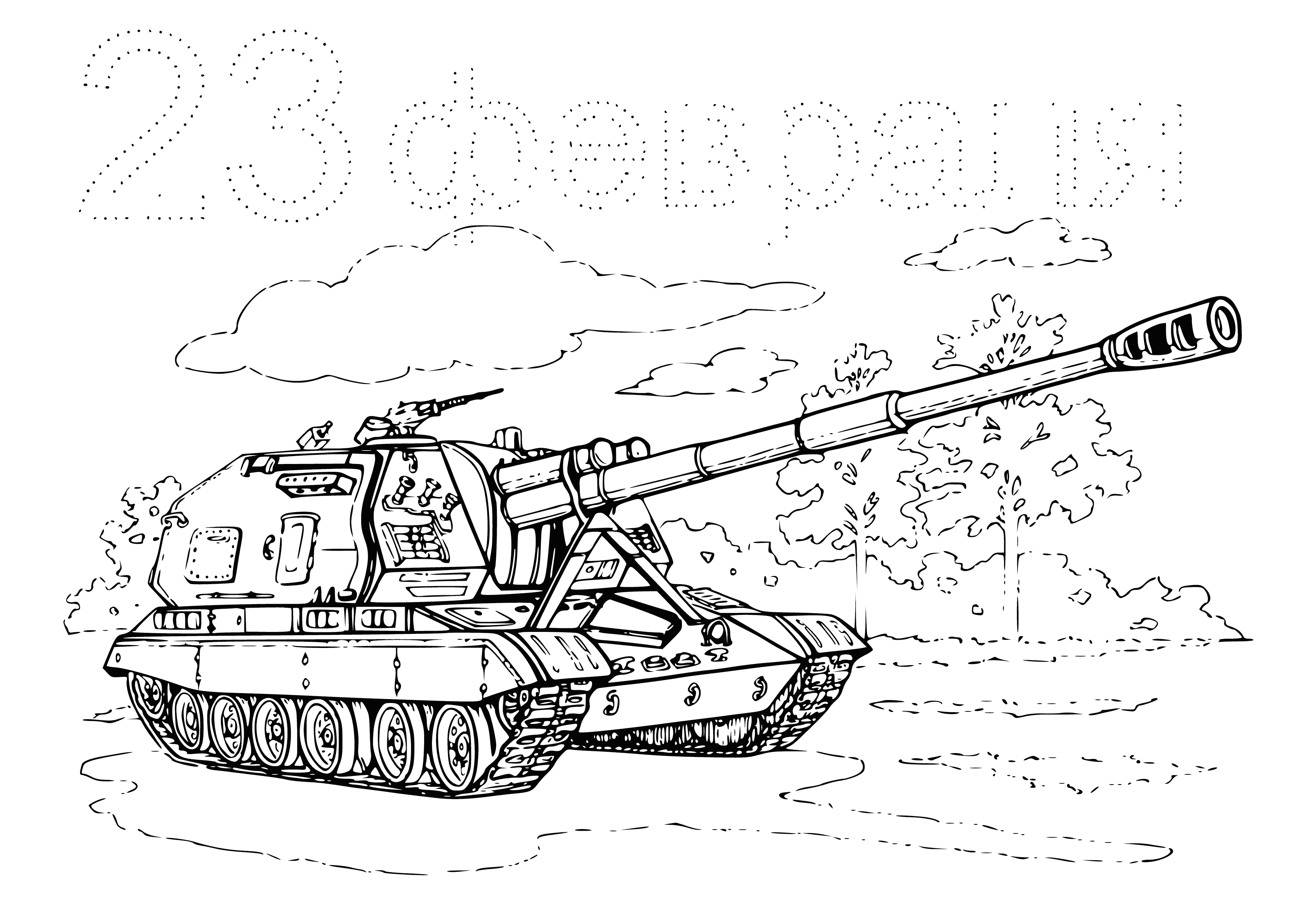 Self-propelled gun coloring page