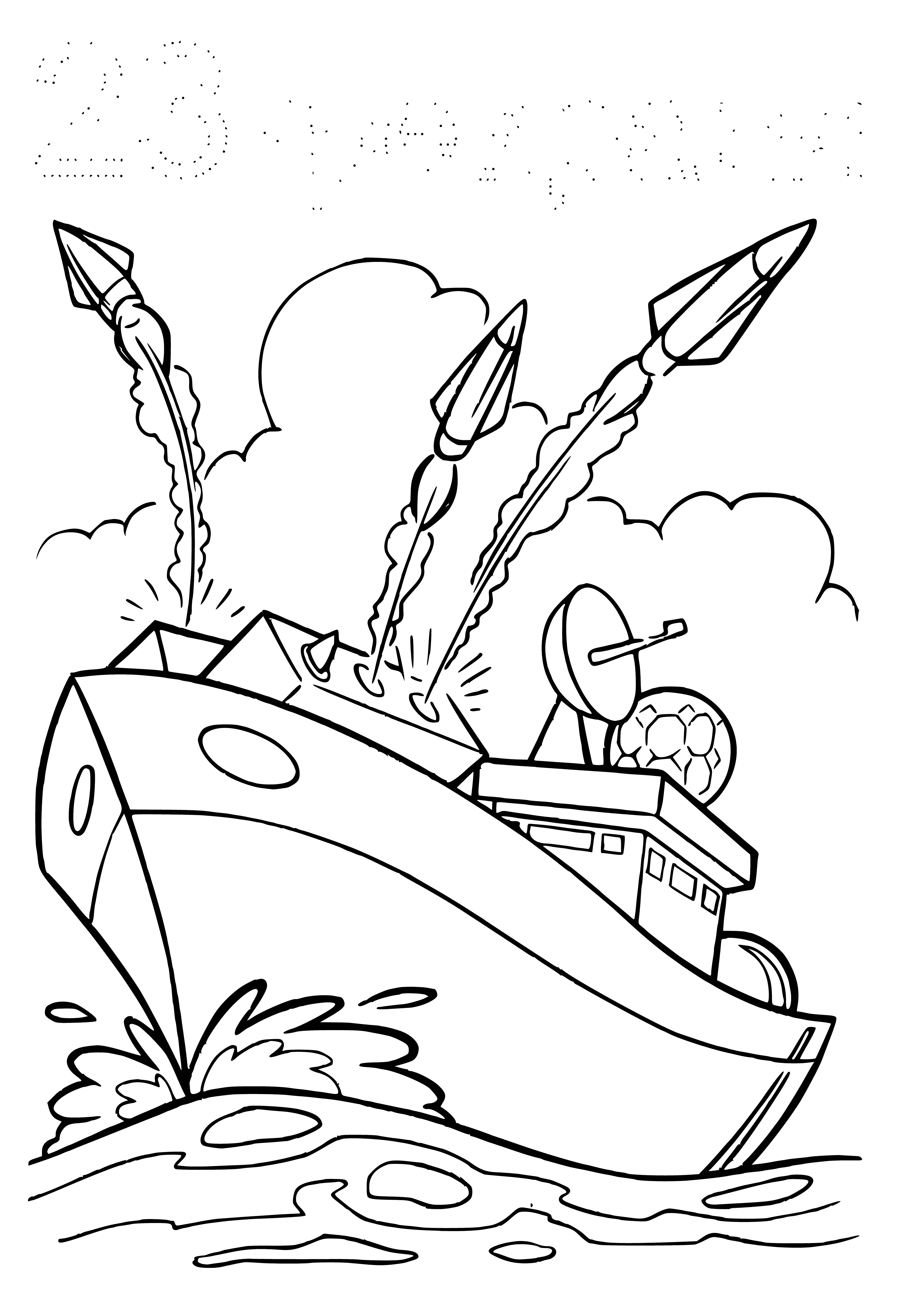 Missielboot inkleurbladsy