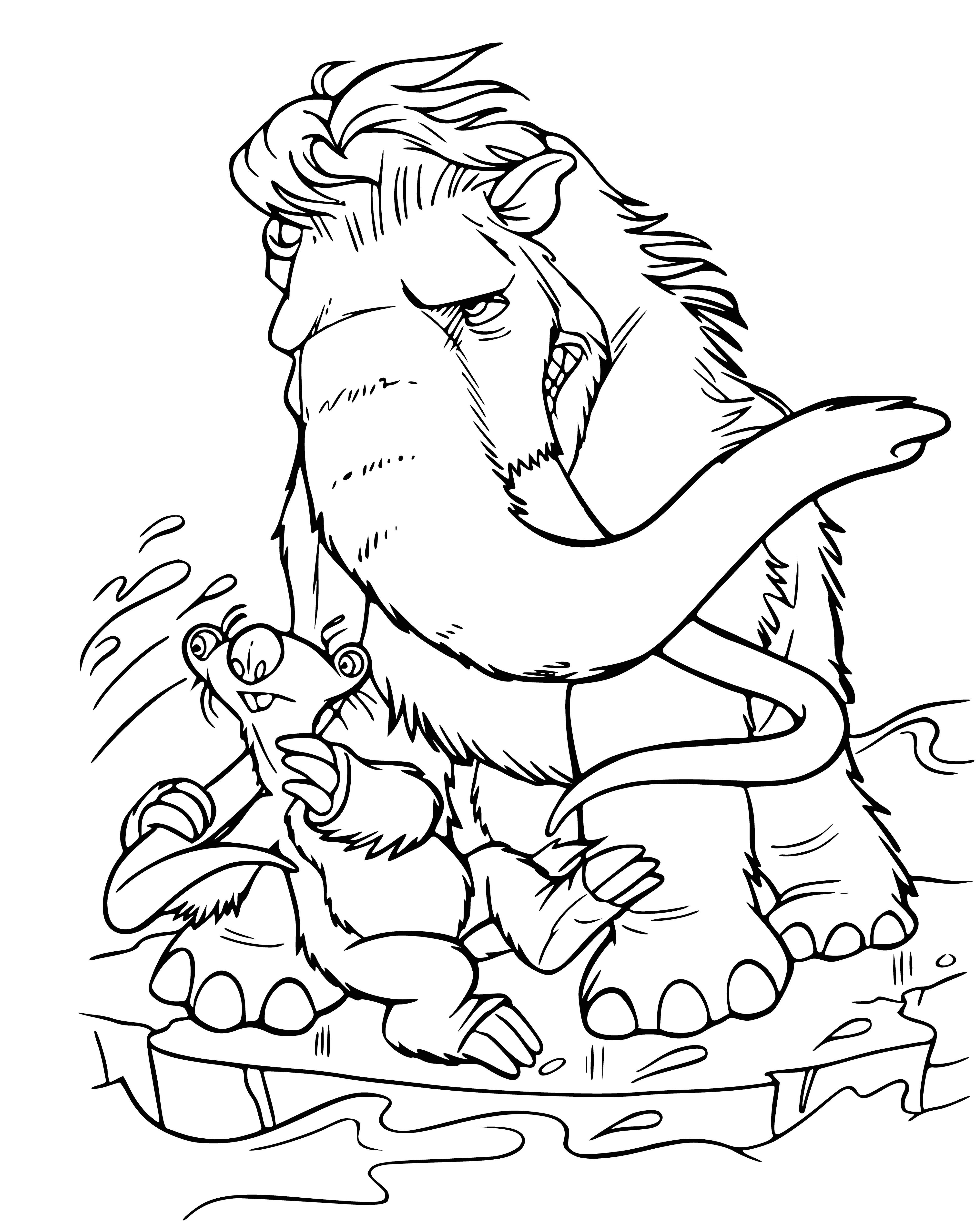 Manny and Sid on an ice floe coloring page