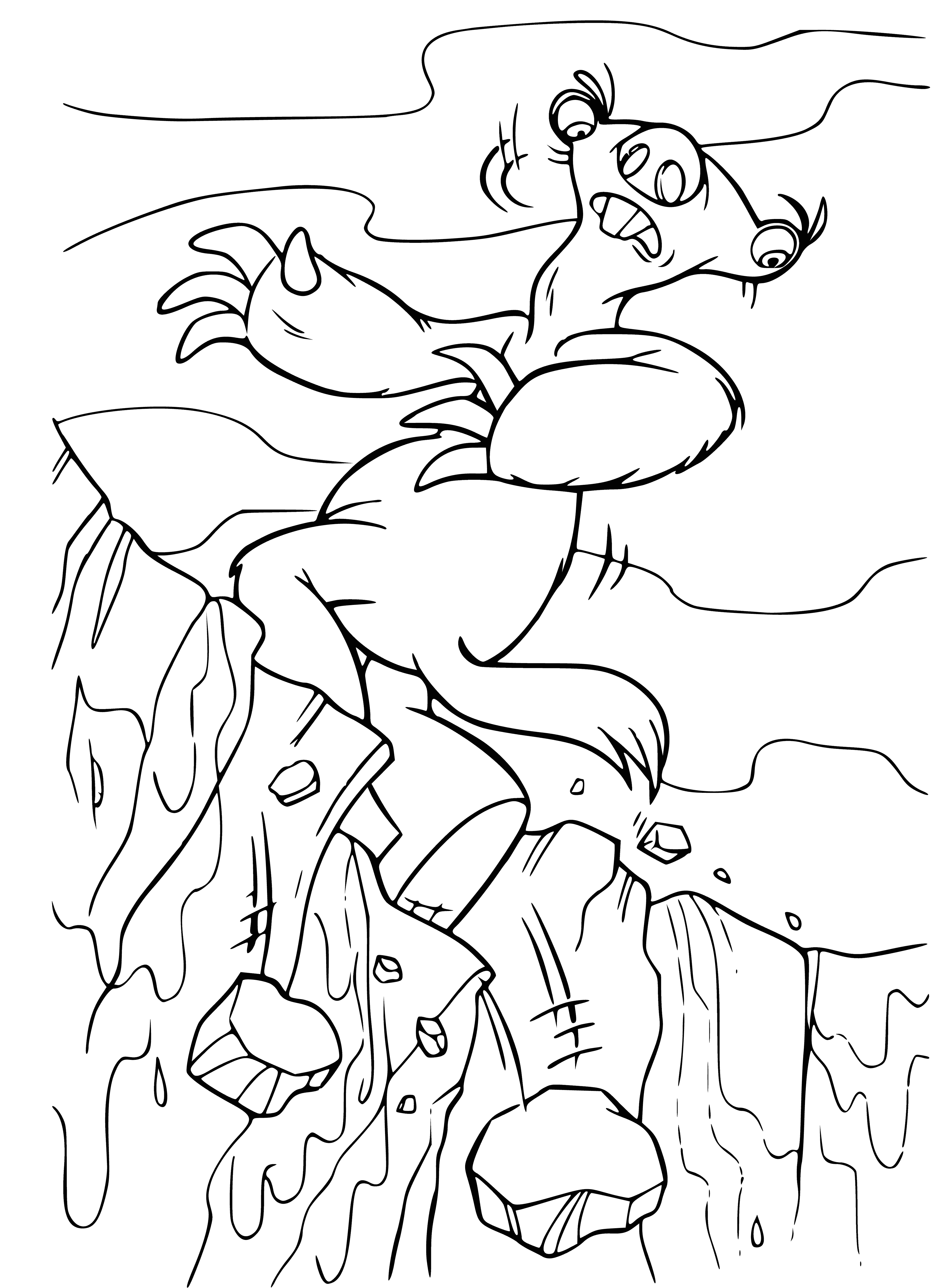 coloring page: Ice float in a body of water covered in snow, with mountains in the distance. #coloringpage