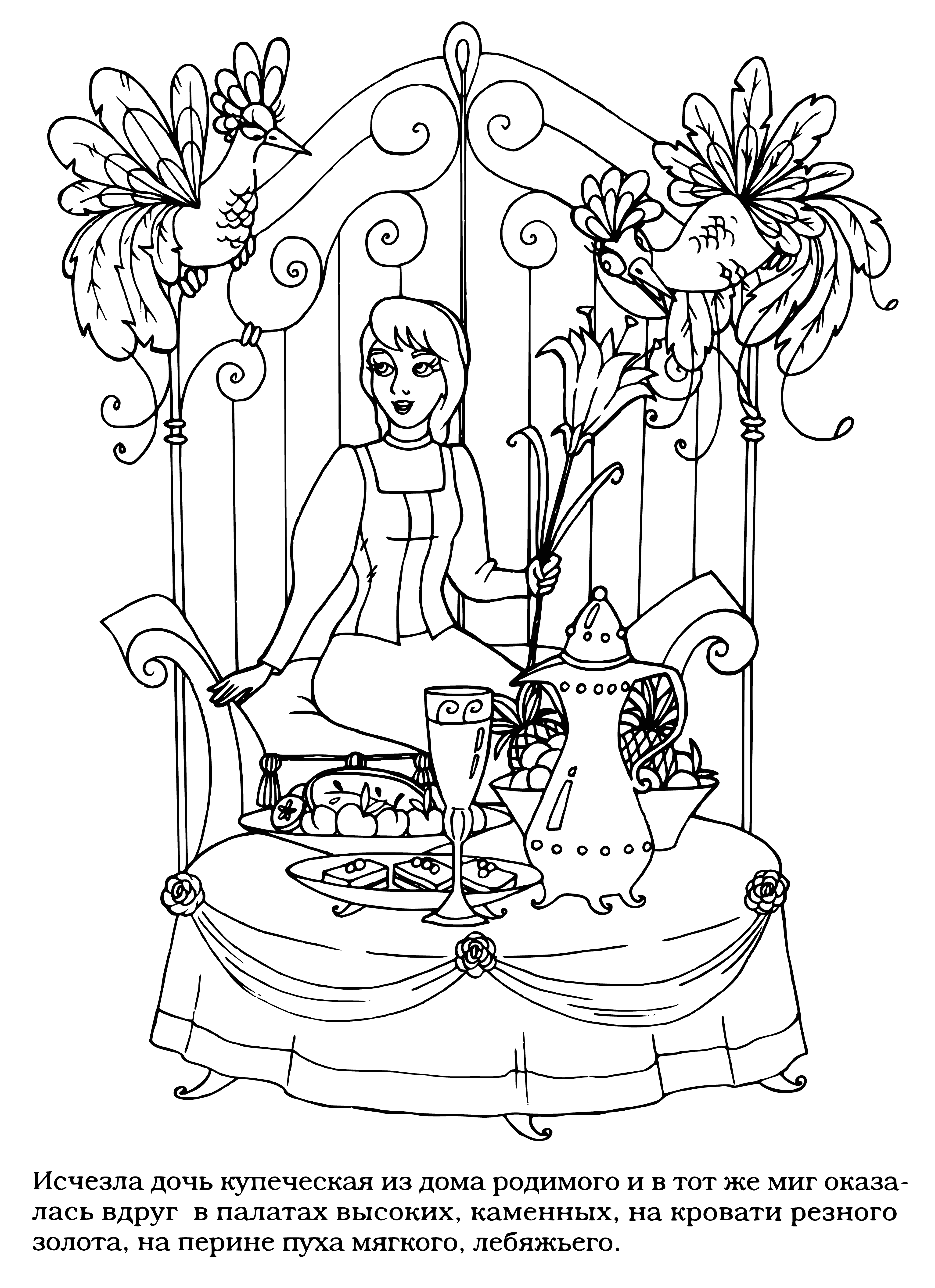 coloring page: Garden w/ many flowers (roses, lilies, etc.) Beautiful colors & amazing smell. There's a path that leads through it -- a sight to behold!