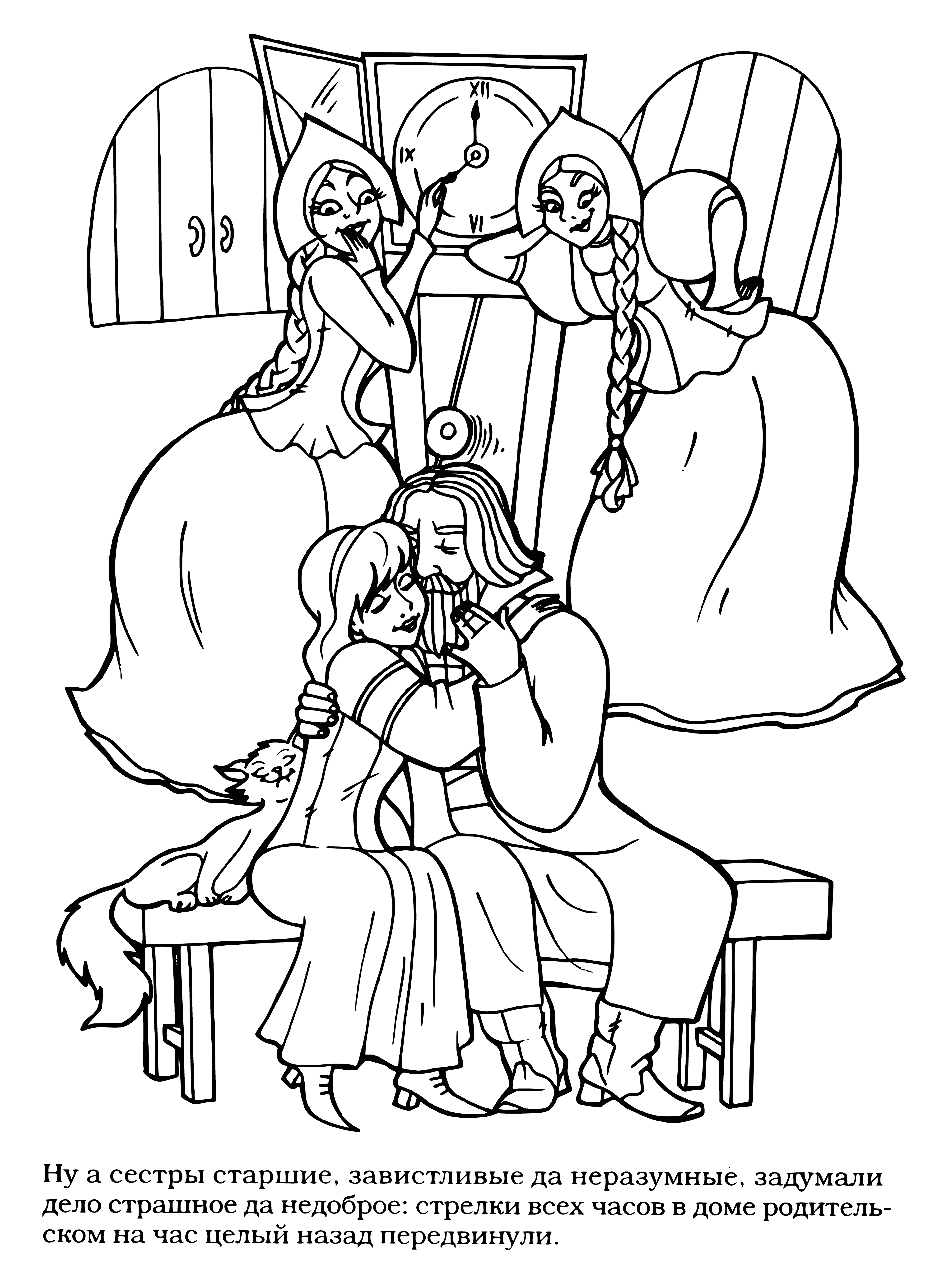Mischievous sisters coloring page