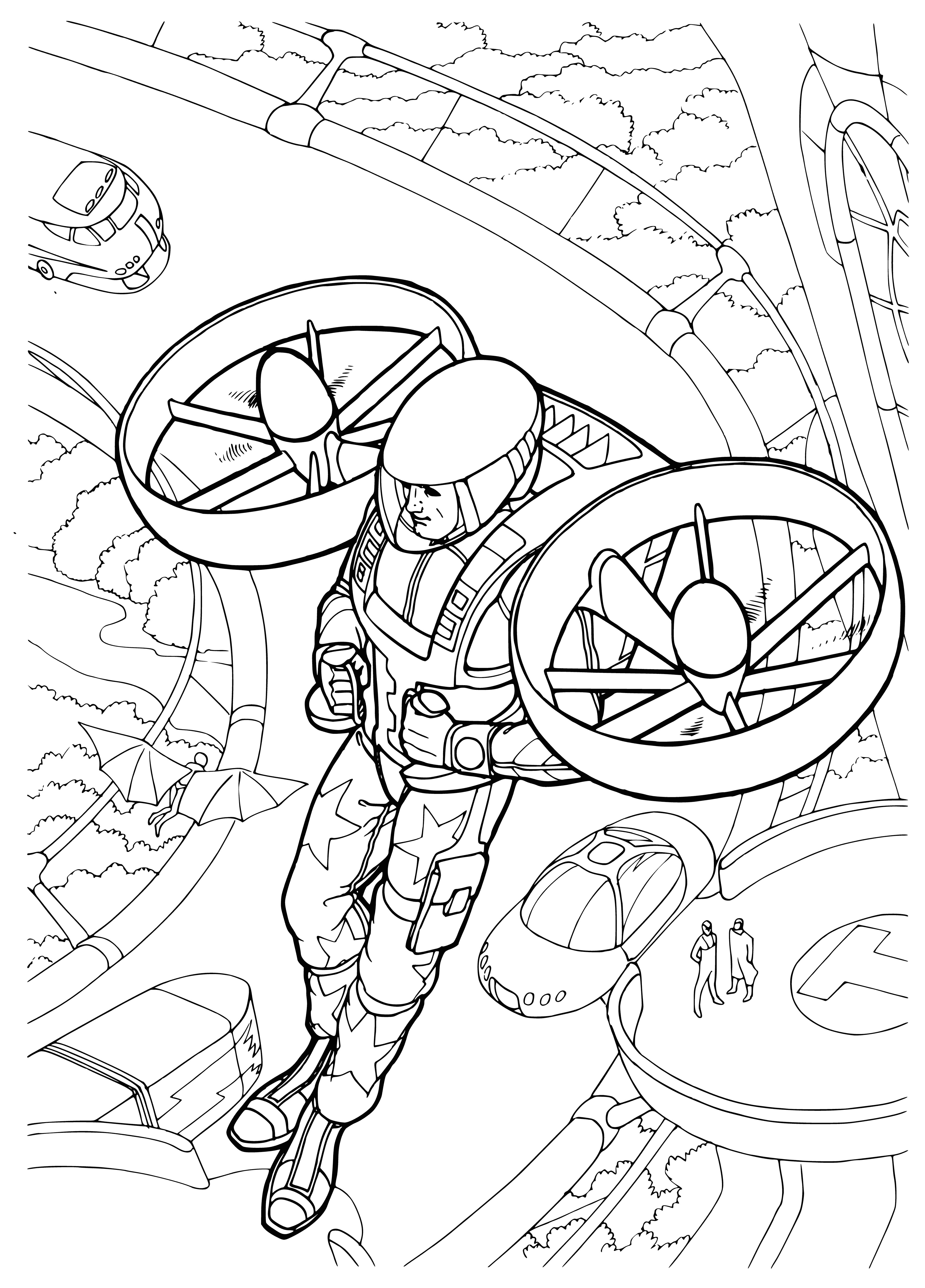 coloring page: The future of transport is a fast and efficient helicopter that can zip through the skies. #transportation