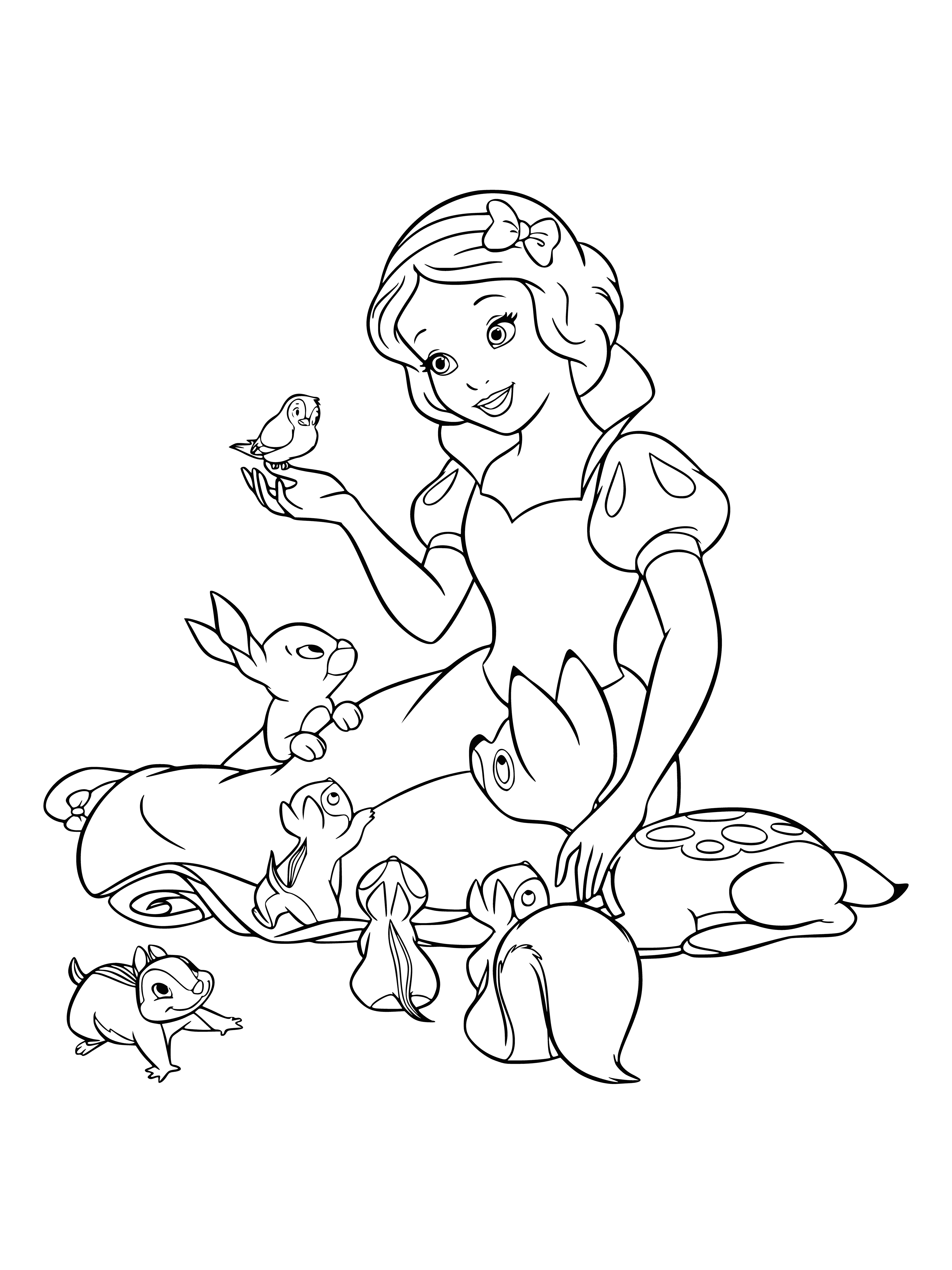 Snow White and the Animals coloring page