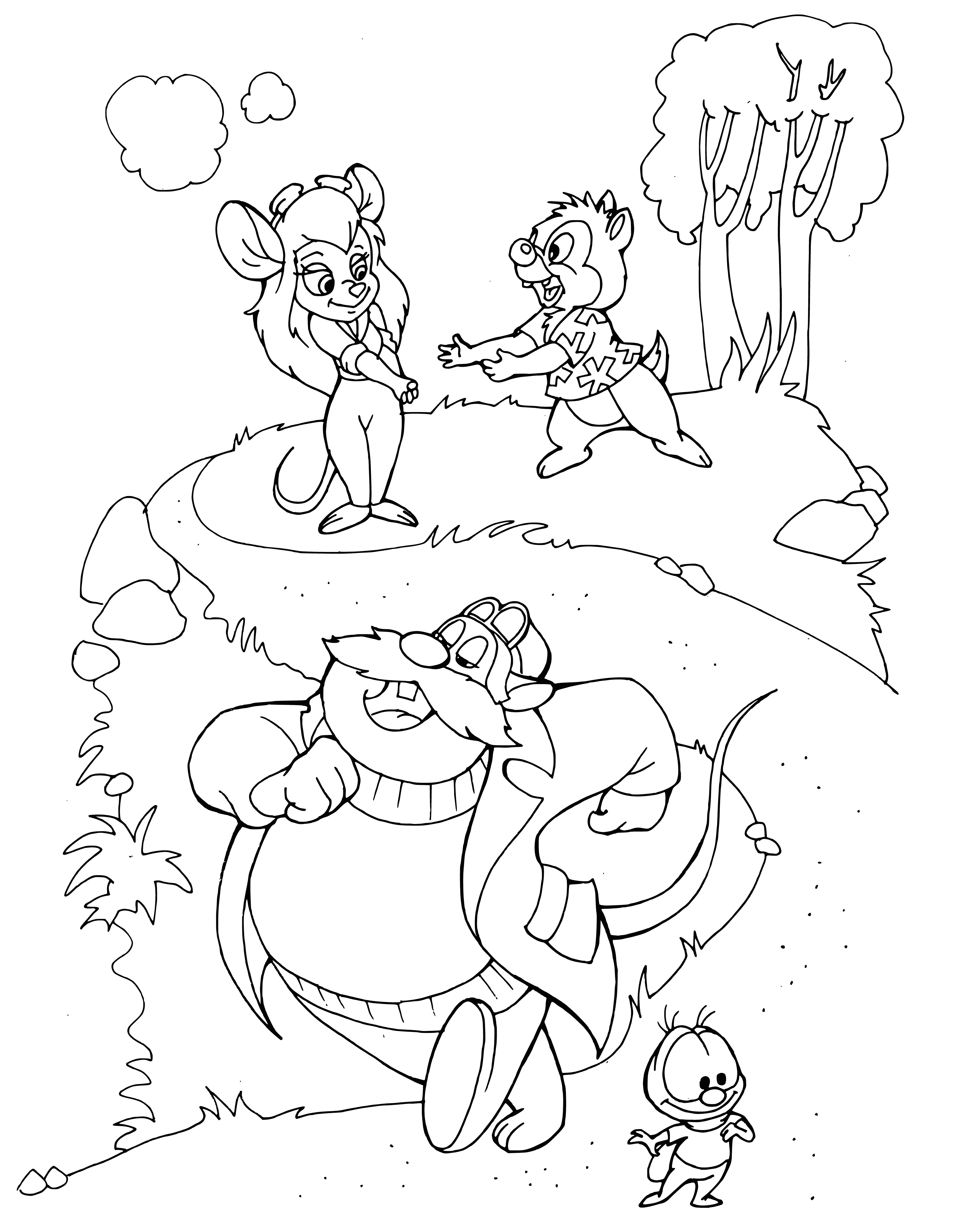 Nut, Dale, Roquefort and Vzhik coloring page