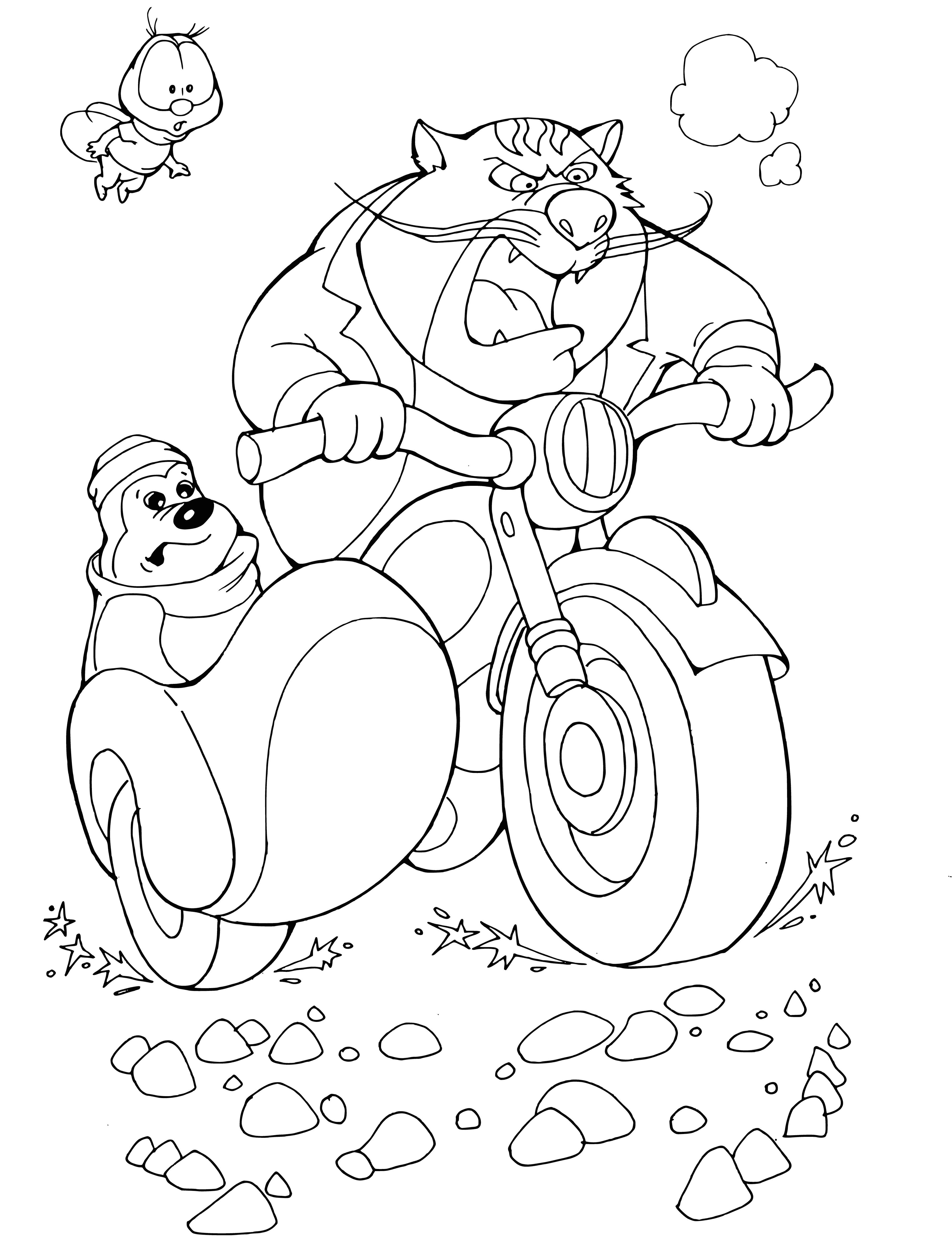 Fat Cat on a Motorcycle coloring page