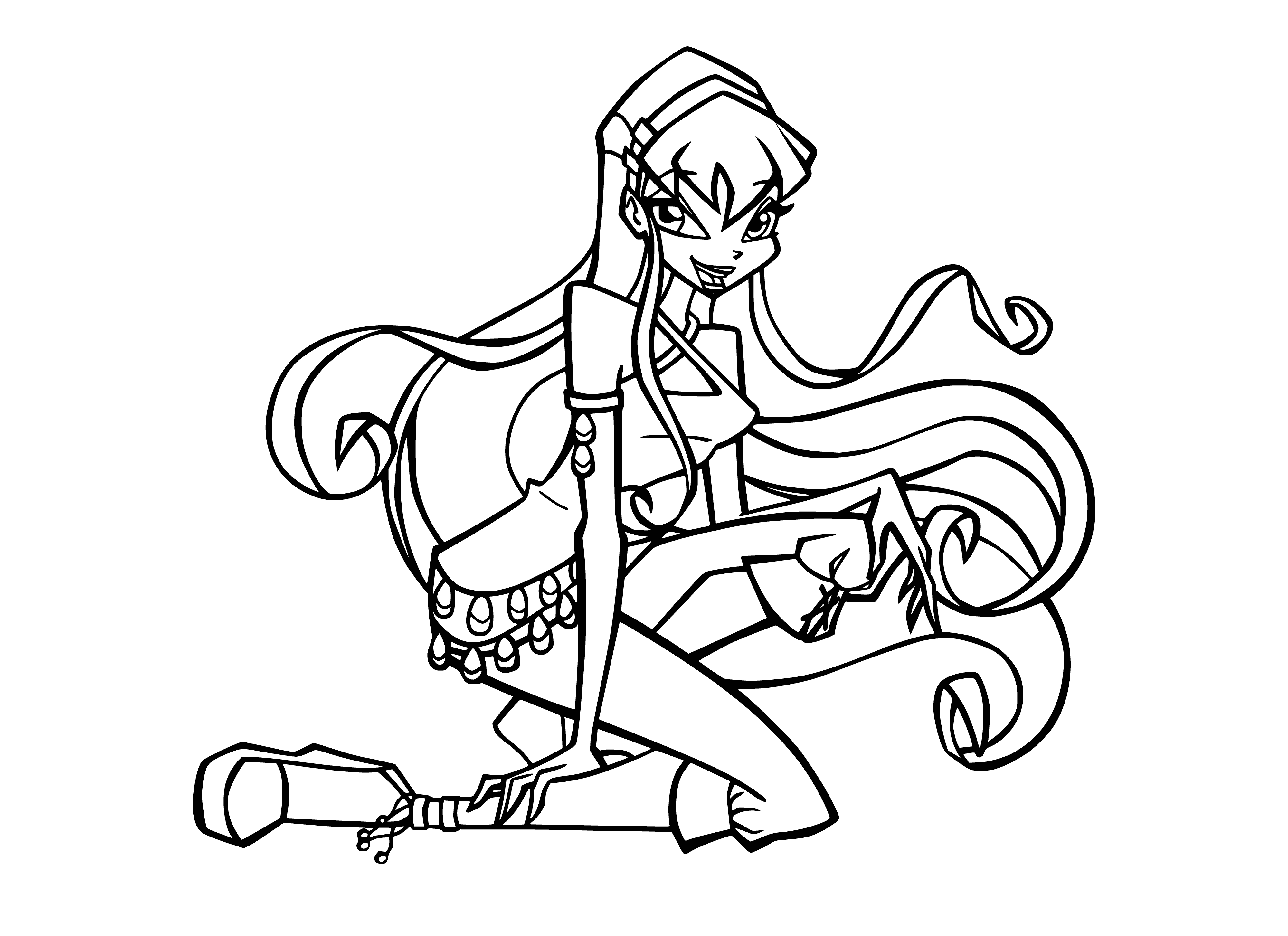 Personaje Winx con pelo largo en color libro