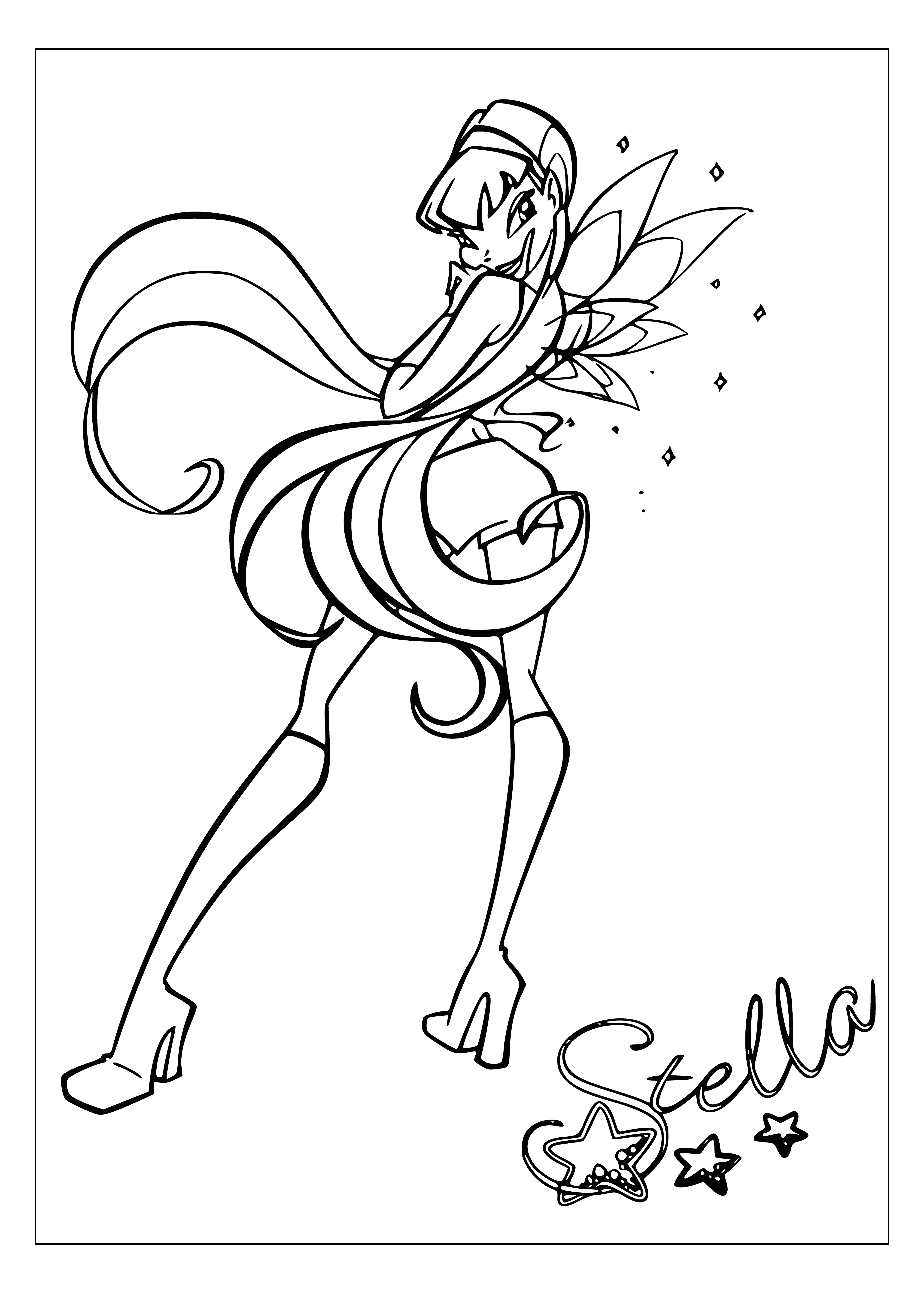 Stella de Winx, colorindo em formato preto e branco