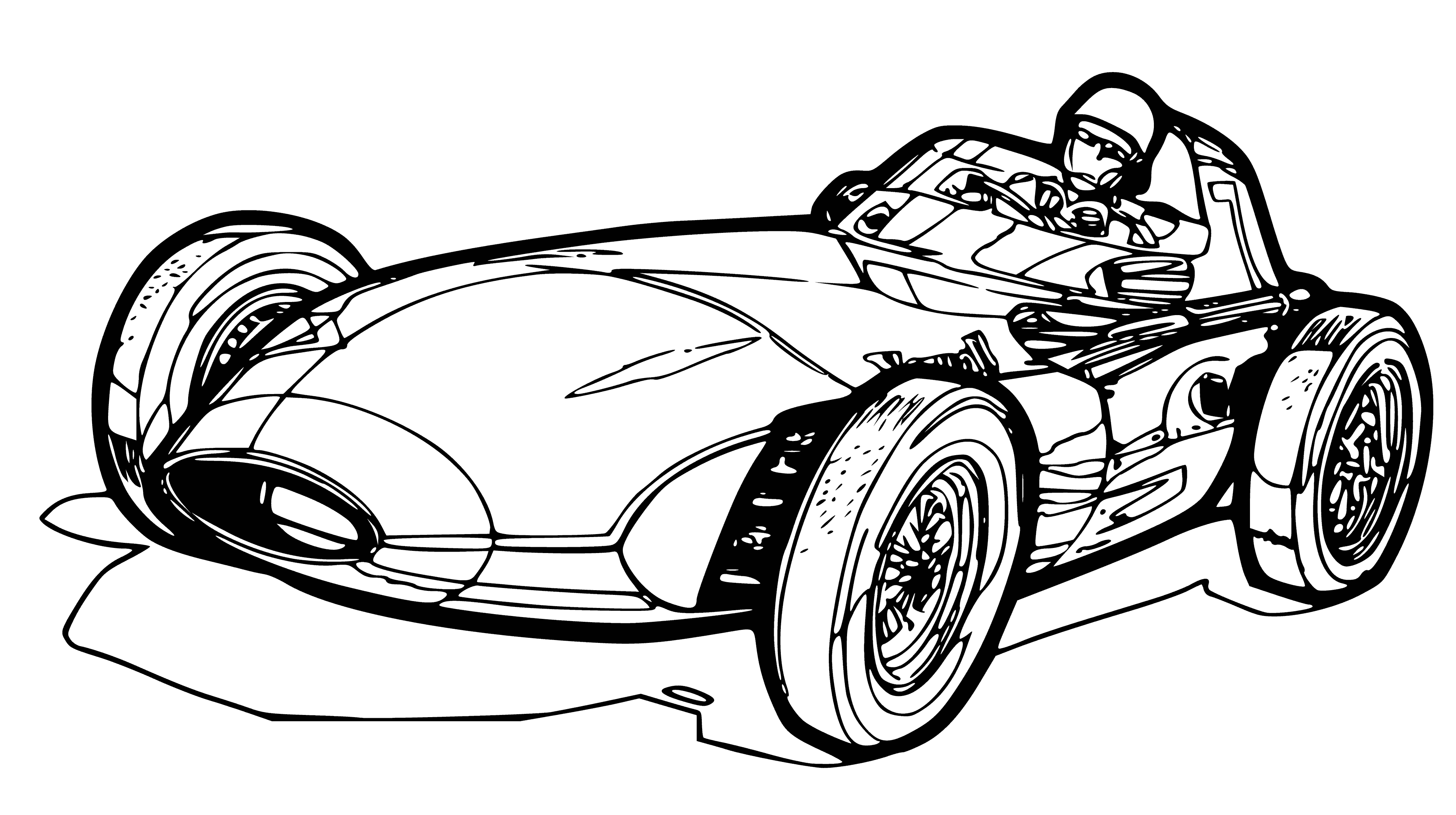 coloring page: Two red Formula 1 cars from 1958: foreground on track, background on rally. #coloringpage #classiccars