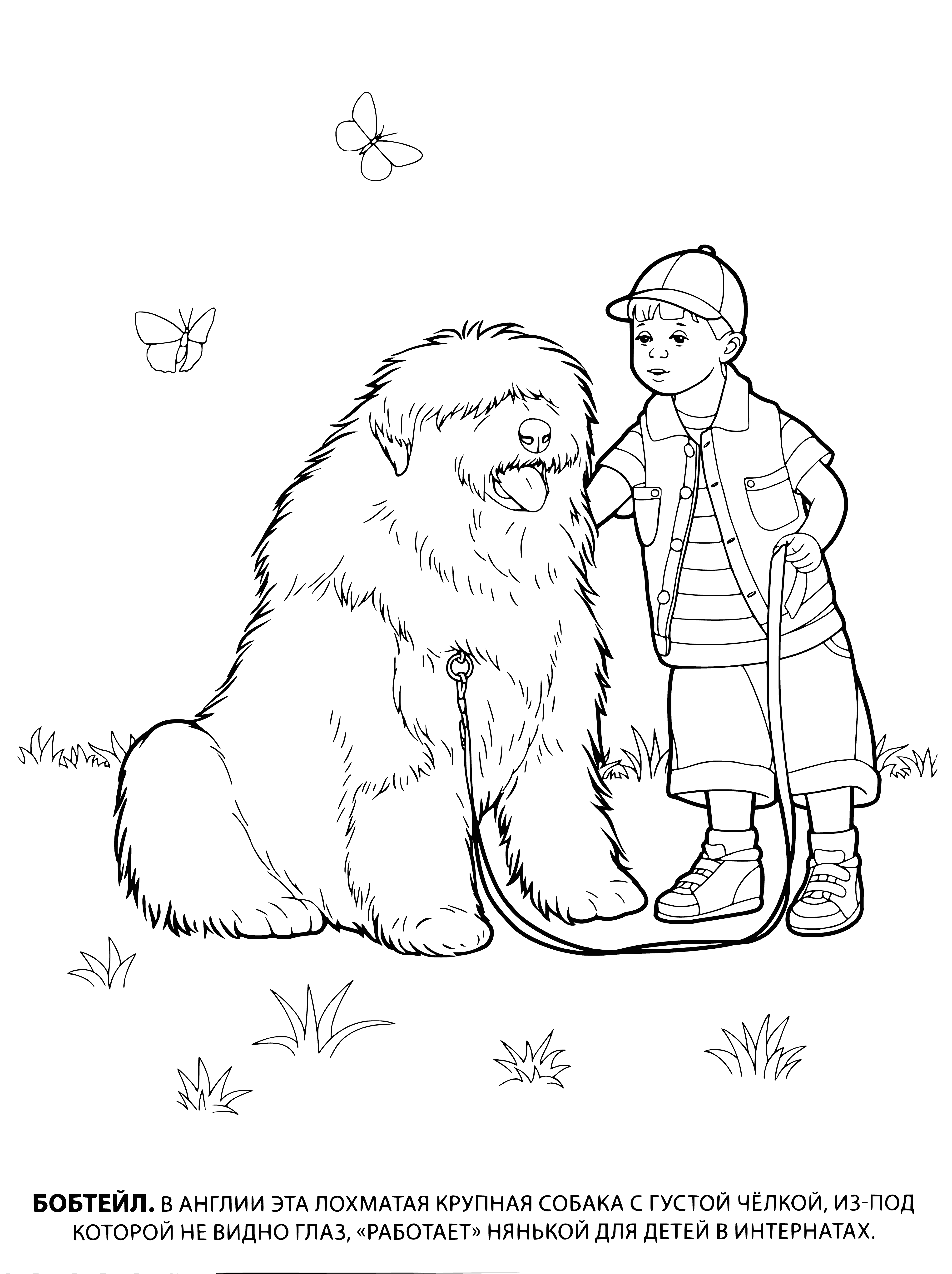 coloring page: Small dog with a docked tail, erect ears, Brown/Black coat, fox-like face, muscular hindquarters and broad chest.