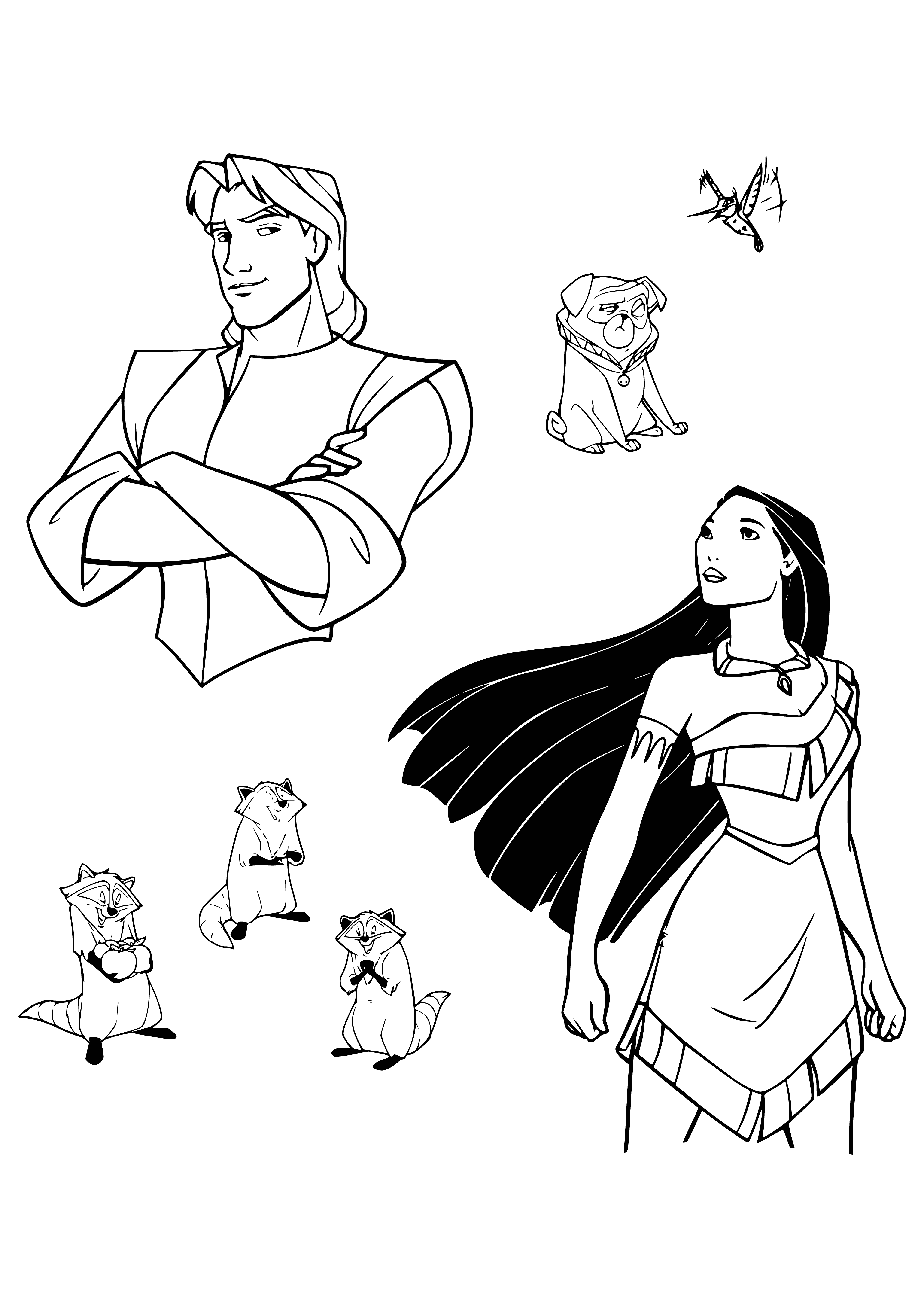 Pocahontas Characters coloring page