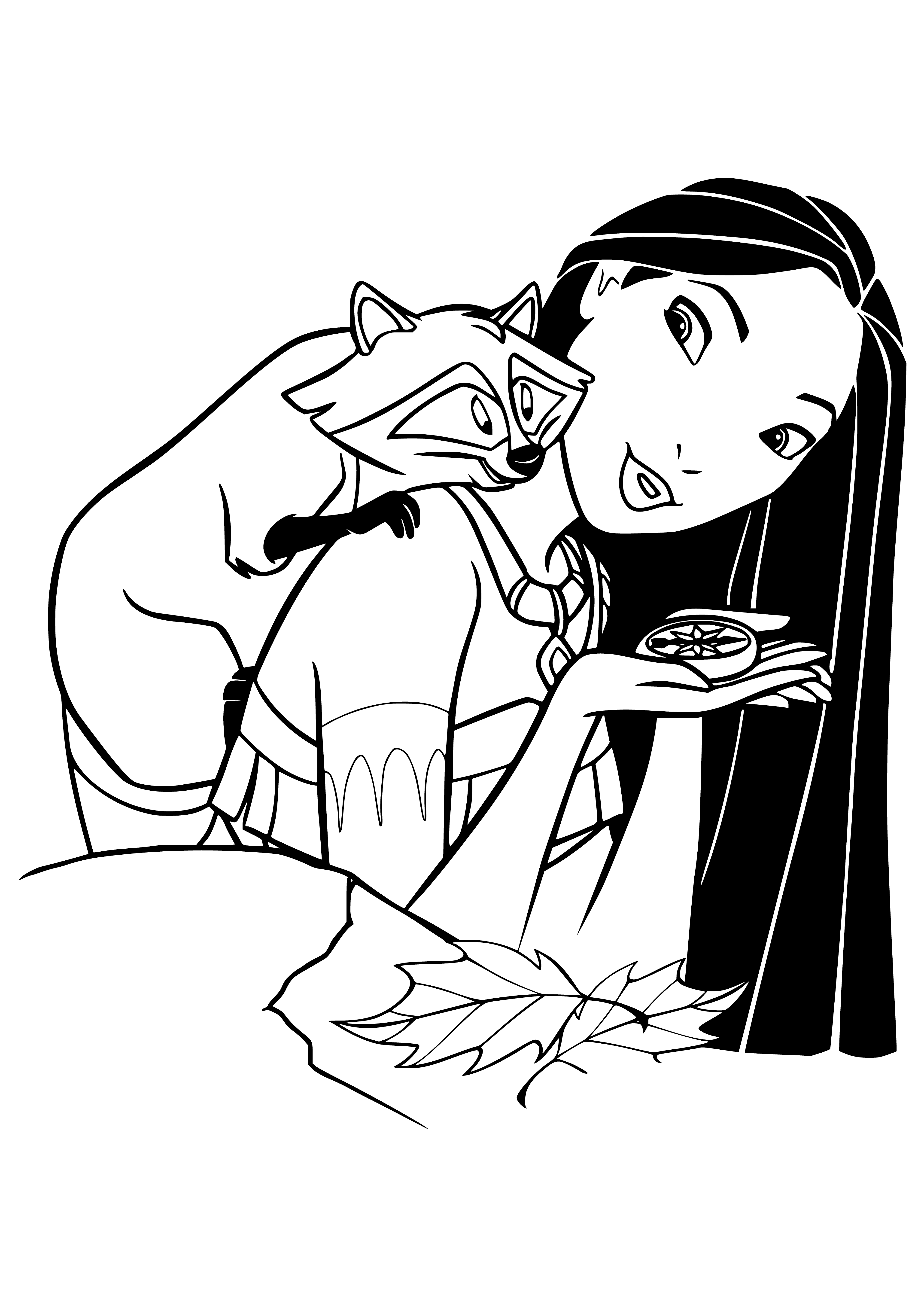 Pocahontas and compass coloring page