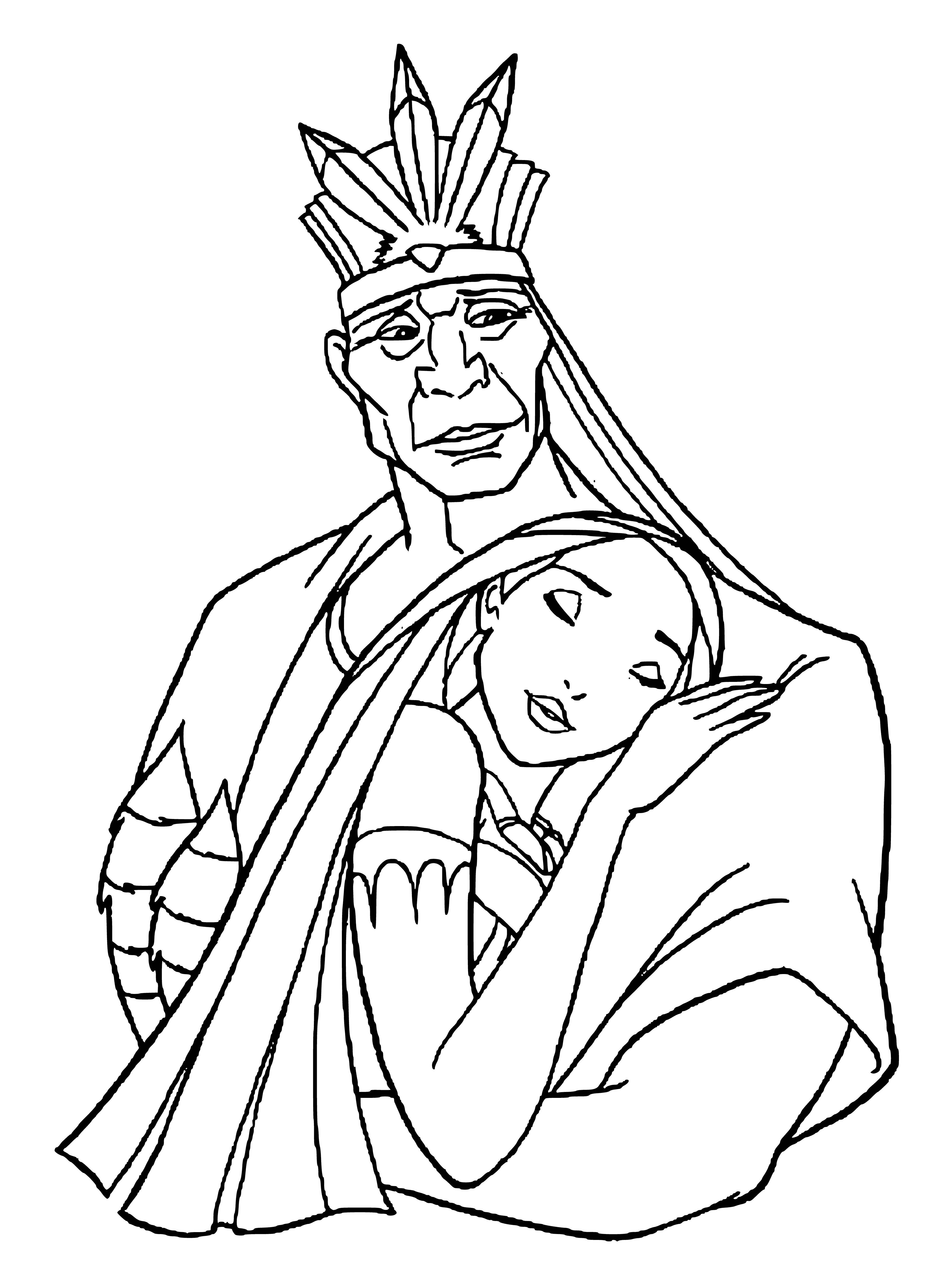 Pocahontas and her father coloring page