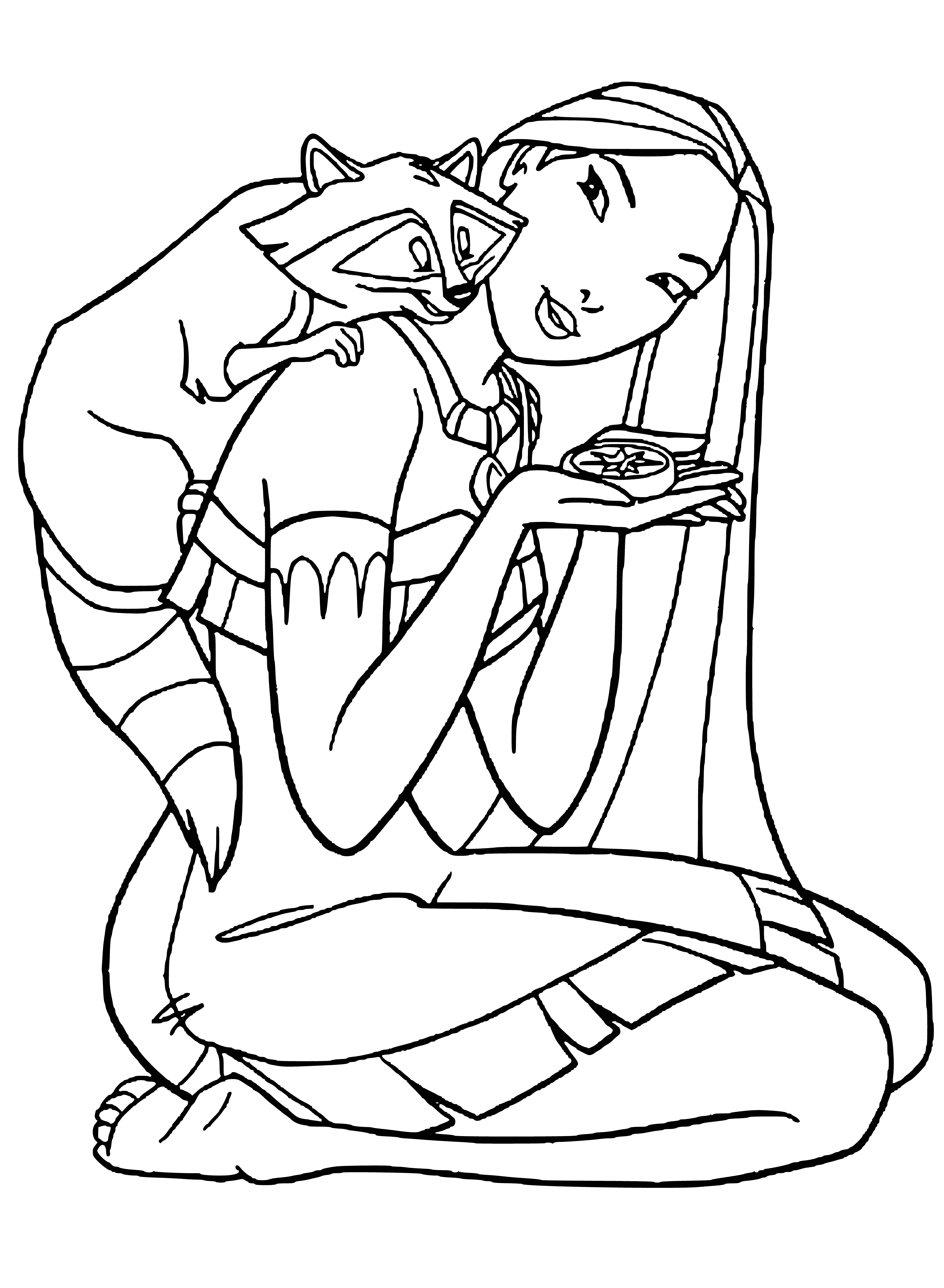 Pocahontas holding a compass coloring page