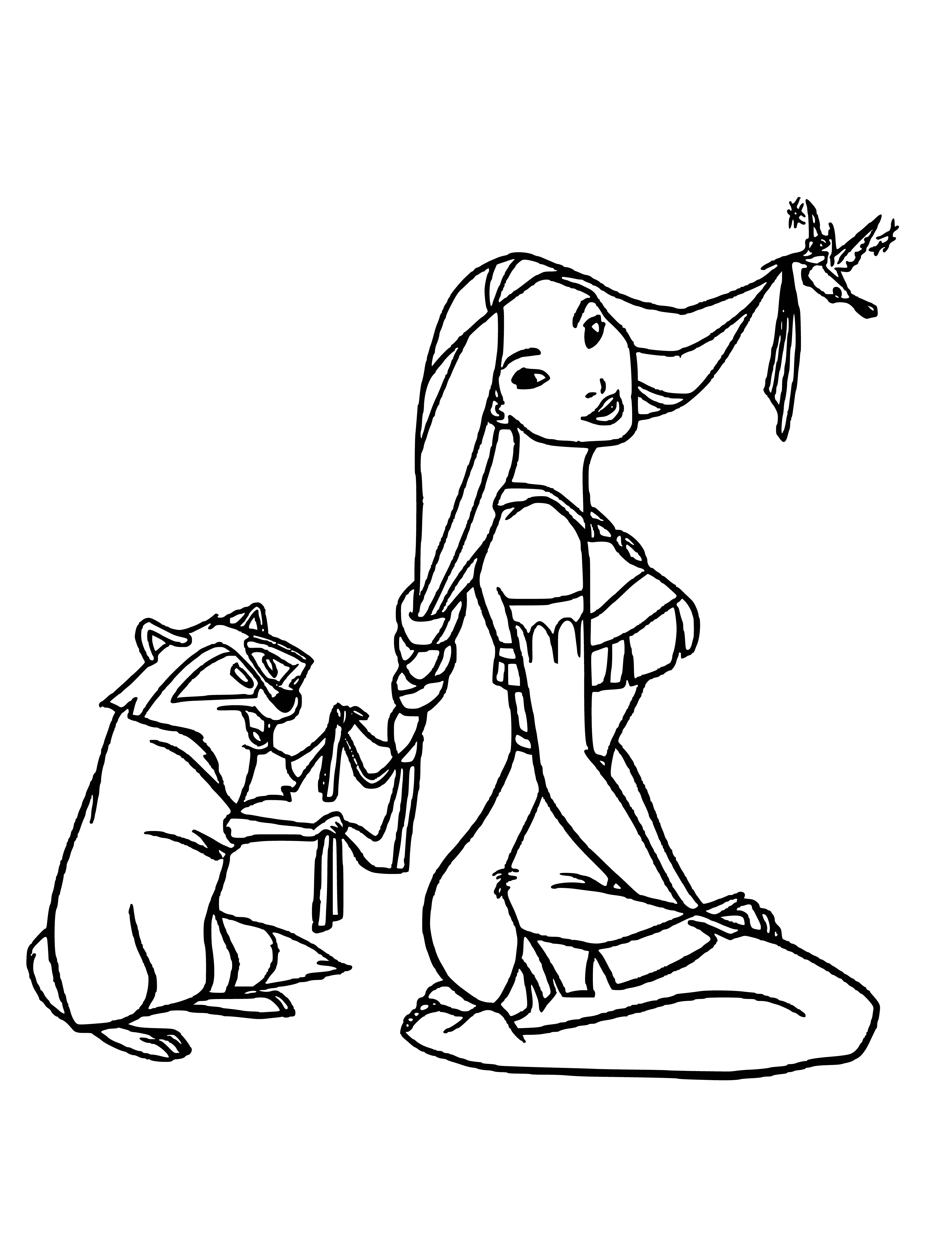 Pocahontas and Miko coloring page