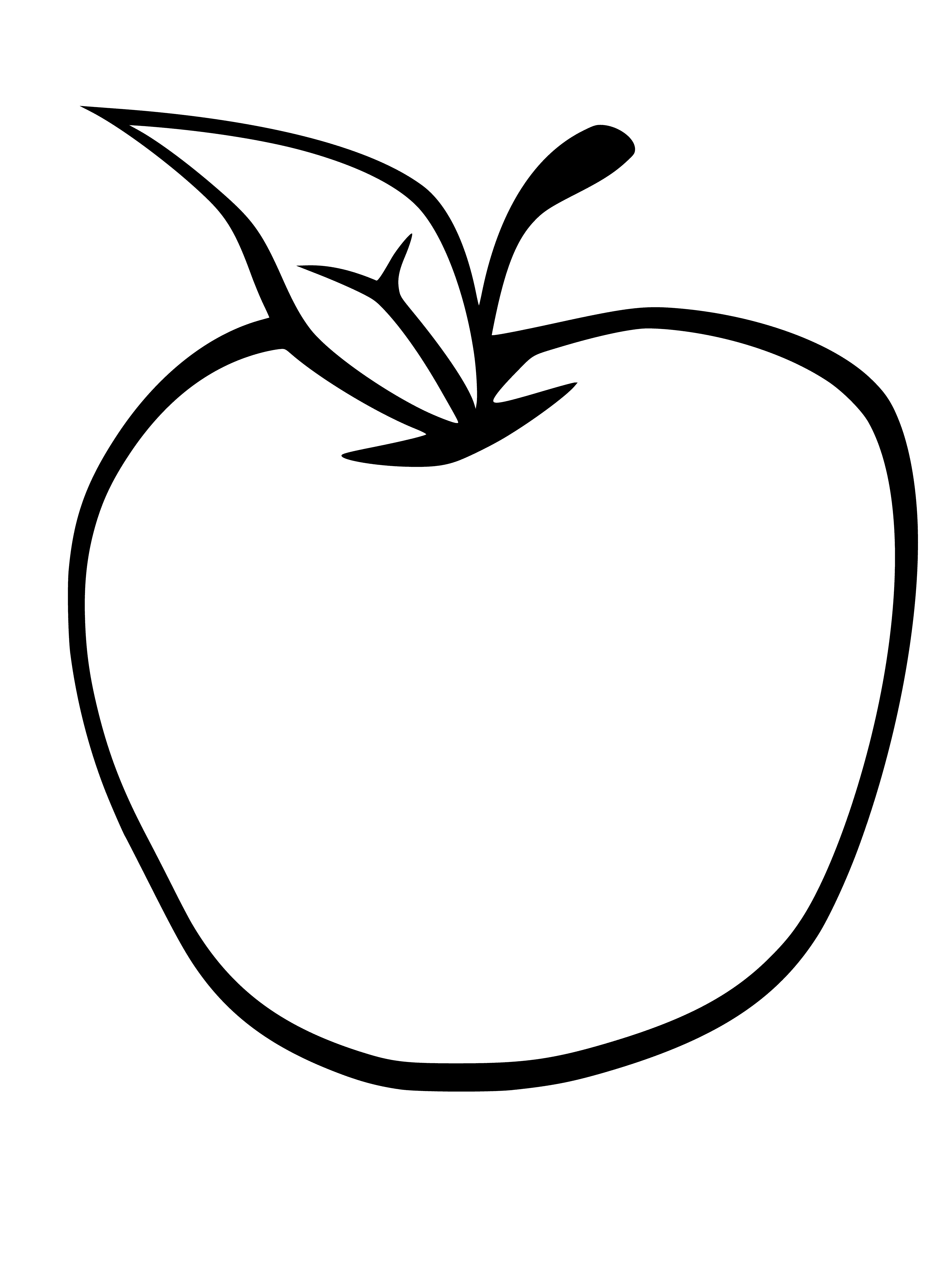 coloring page: An apple with round red and green exterior sits on a hard surface with a small stem coming out of the top.
