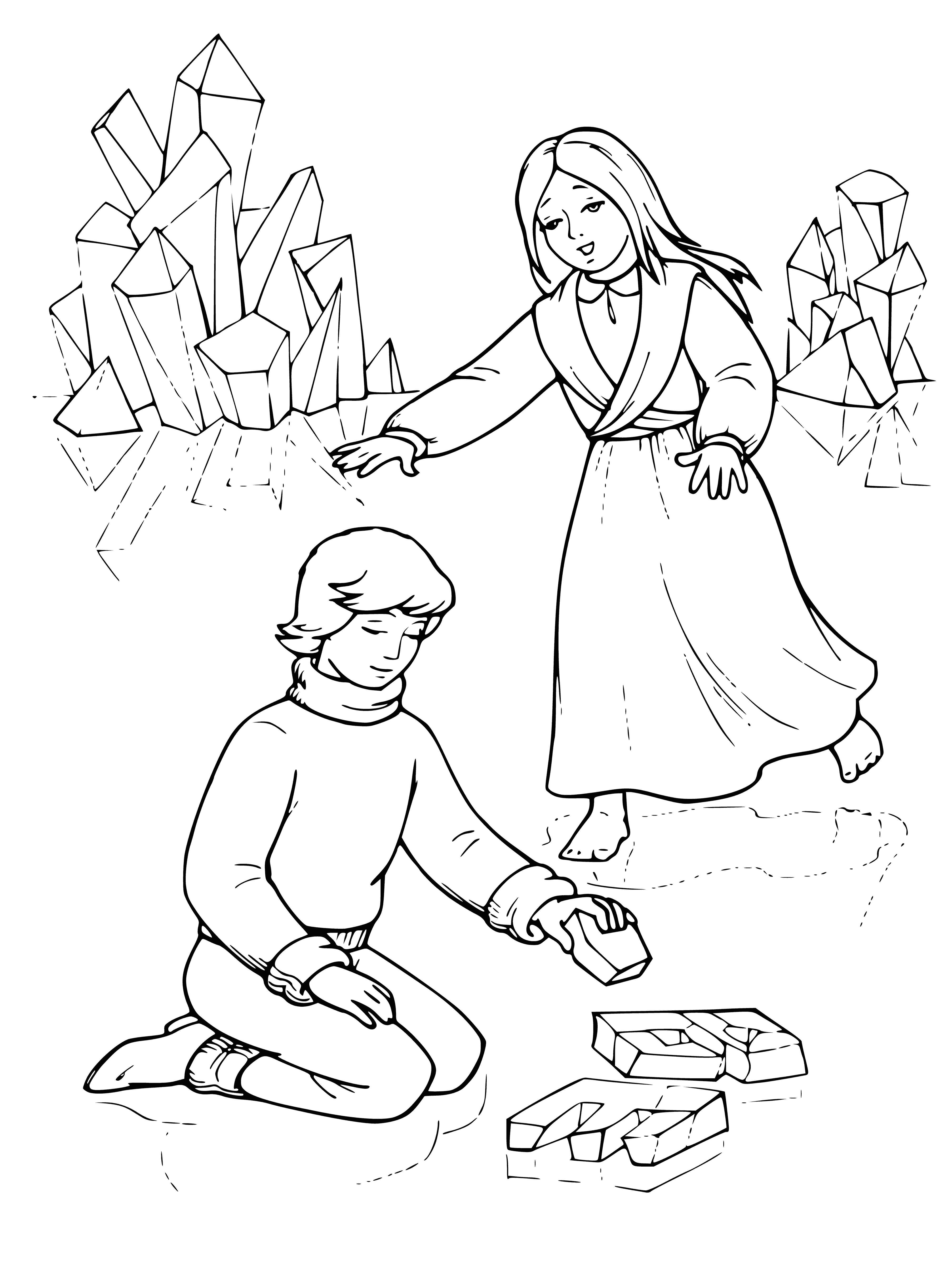 Gerda finds Kai coloring page